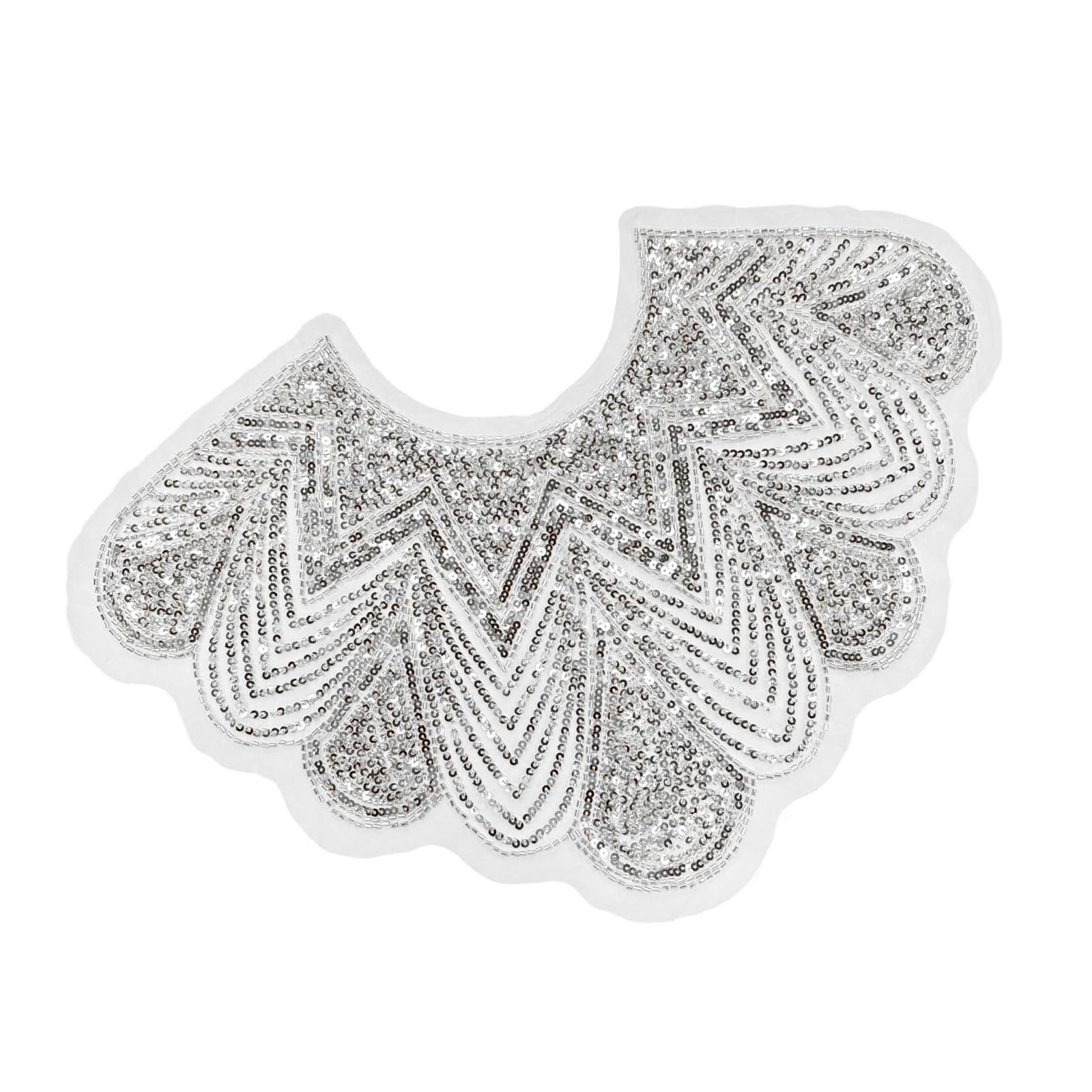 Linvimia Embellished Meshes Neckline Applique with Rhinestones and Sequins for Dresses and Formal Wear Party Dress Improve