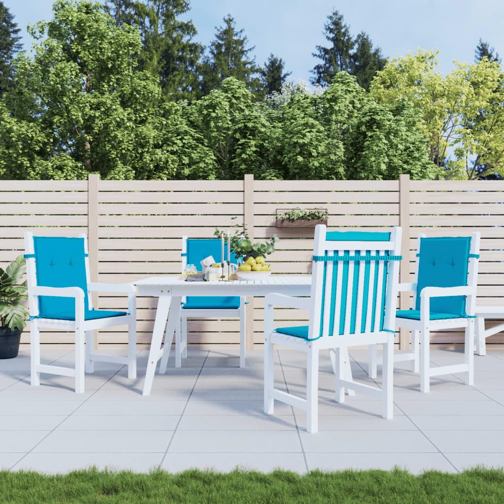 Coussins de chaise de jardin dossier bas x4 bleu 100x50 cm en tissu rembourré pour extérieur
