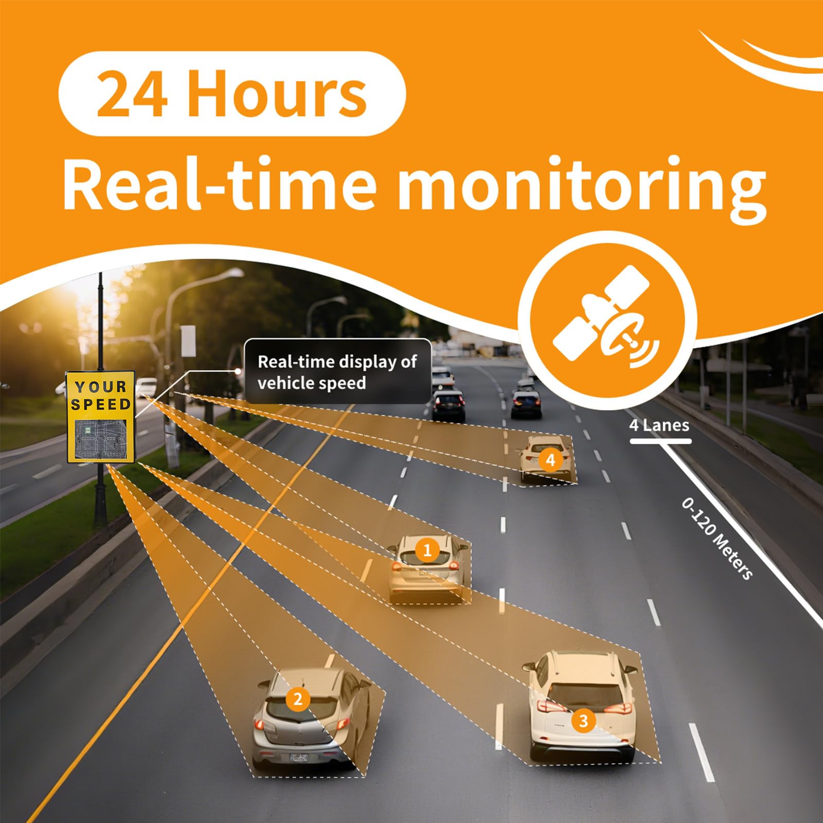 60 X 90Cm Señal De Límite De Velocidad con Radar Solar, con Control Remoto Y Accesorios, Señal Led De Retroalimentación De Radar, Señal De Advertencia De Tráfico