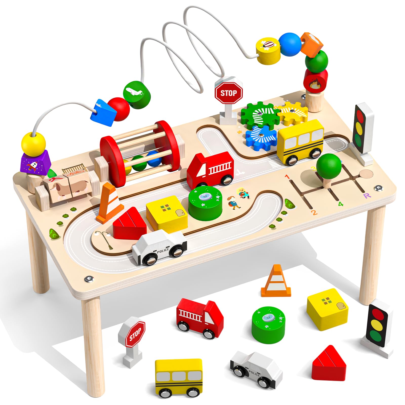 DICAO Toys for 1 2 3 4 Year Old Boys, Gifts for 1 2 Year Old Boy, Activity Table Wooden Toys 1-3 Year Old, 8 In 1 Montessori Toy for 1+ Year Old Boy Girl Birthday Gift