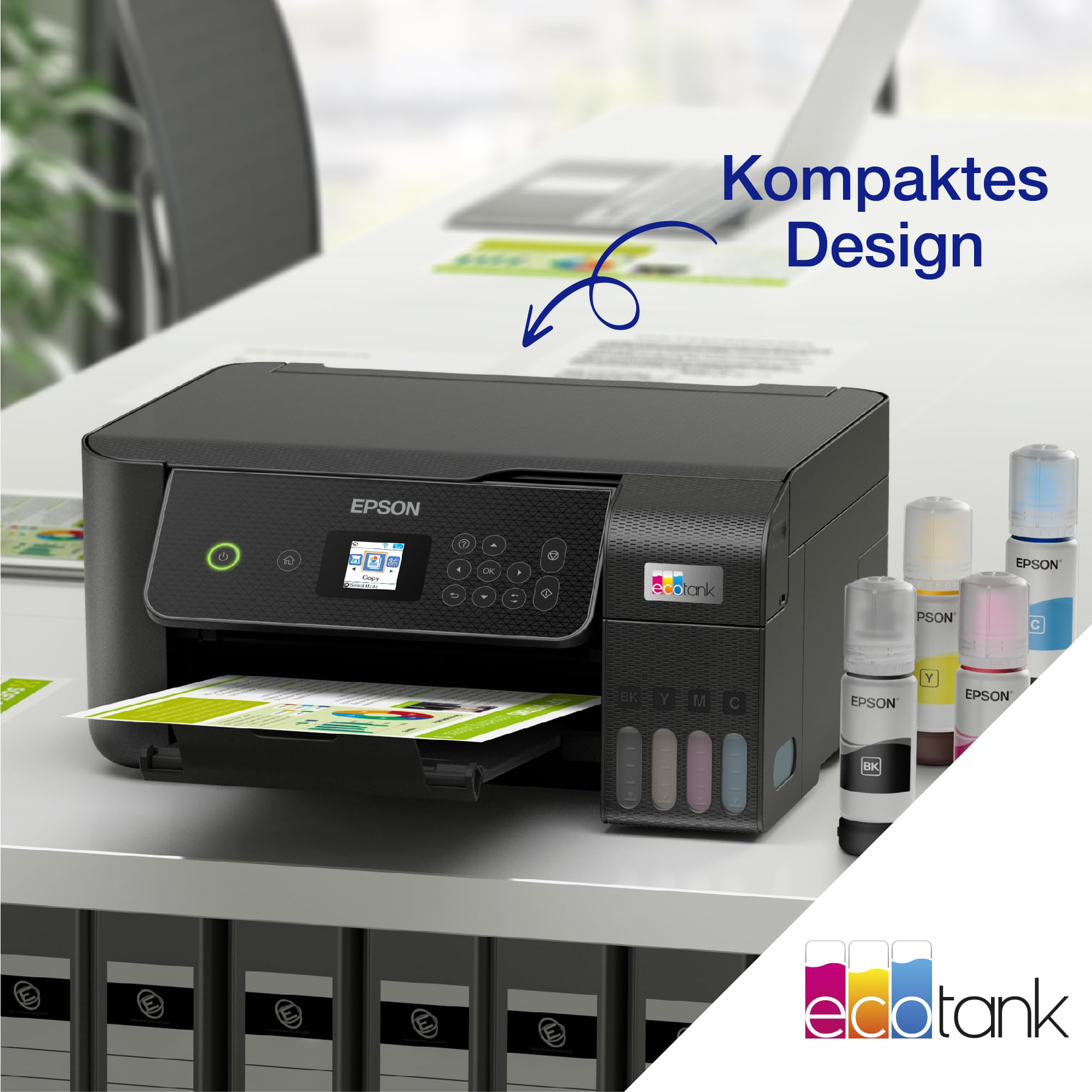 Epson EcoTank ET-2870 Tintentankdrucker WLAN A4 Drucken Kopieren Scannen LCD-Display