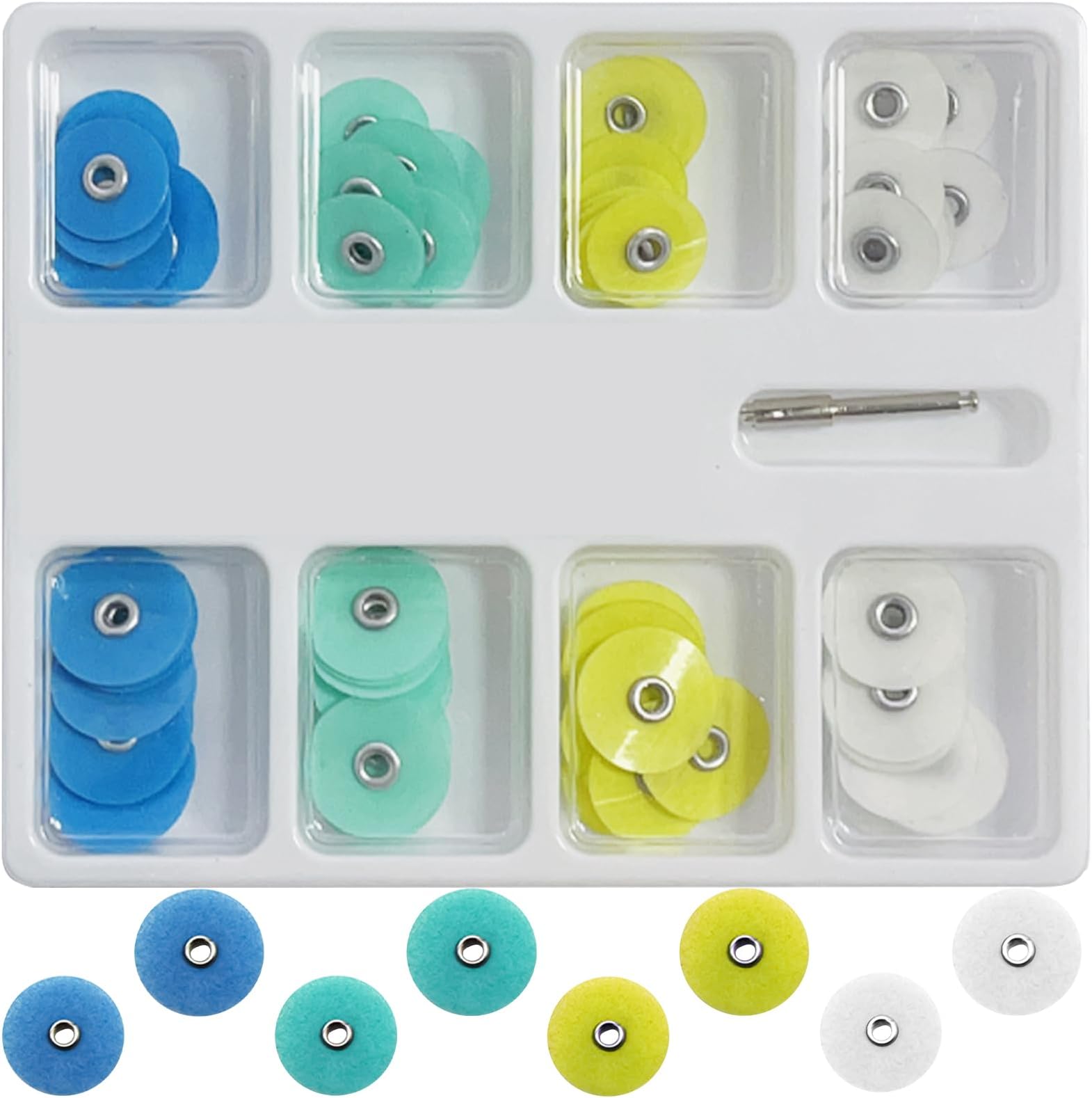 80 Piece 12mm & 14mm Dental Polishing Discs Assorted Kit, Dental Polisher Supplies with Mandrel Stem for Material Tools, Professional Dental Accessories for Polishing and Contouring