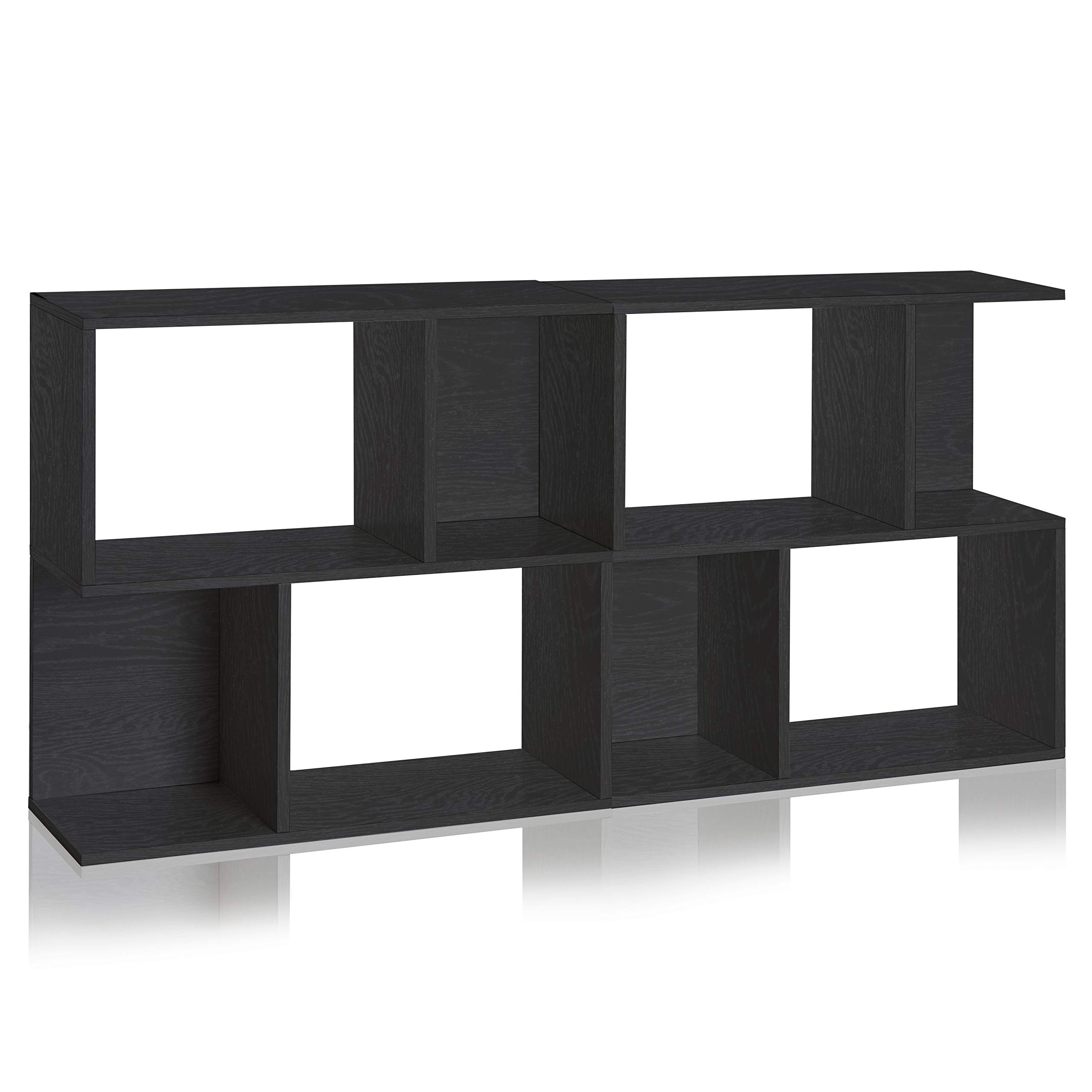 Buy Way Basics Double Soho Bookcase & Eco Friendly Low Bookshelf, Black Wood Grain Online at