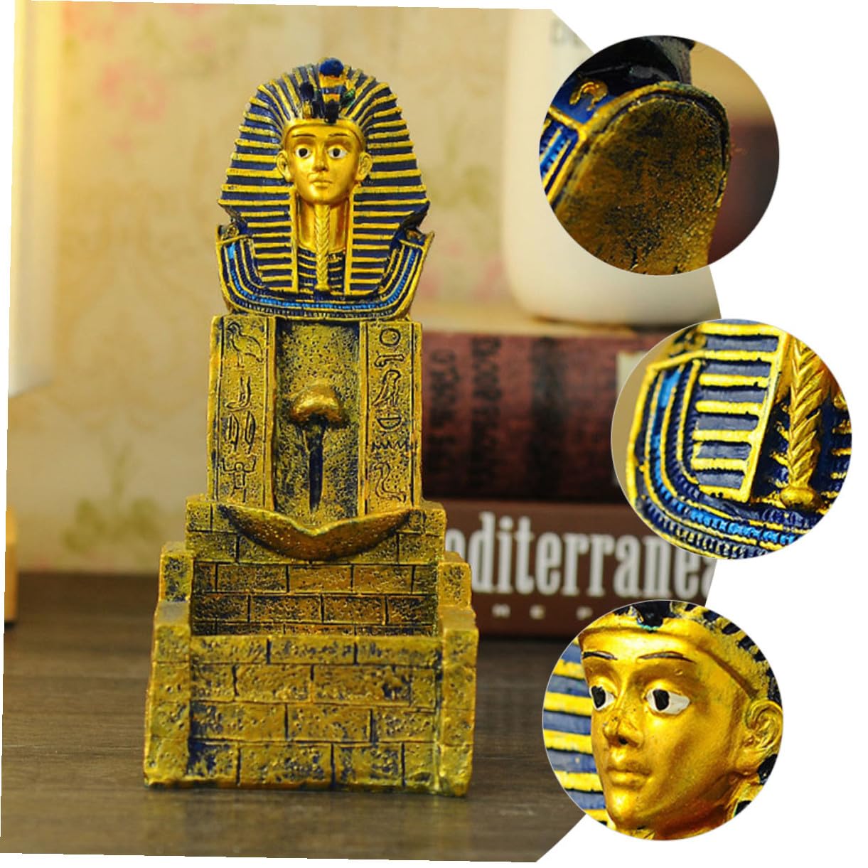 Homoyoyo Porta Incenso Stile Antico Egitto in Resina Oro Bruciatore Cascata per Aromaterapia, Purifica L'aria e Migliora L'umore, Ornamento Delicato per Camera da Letto