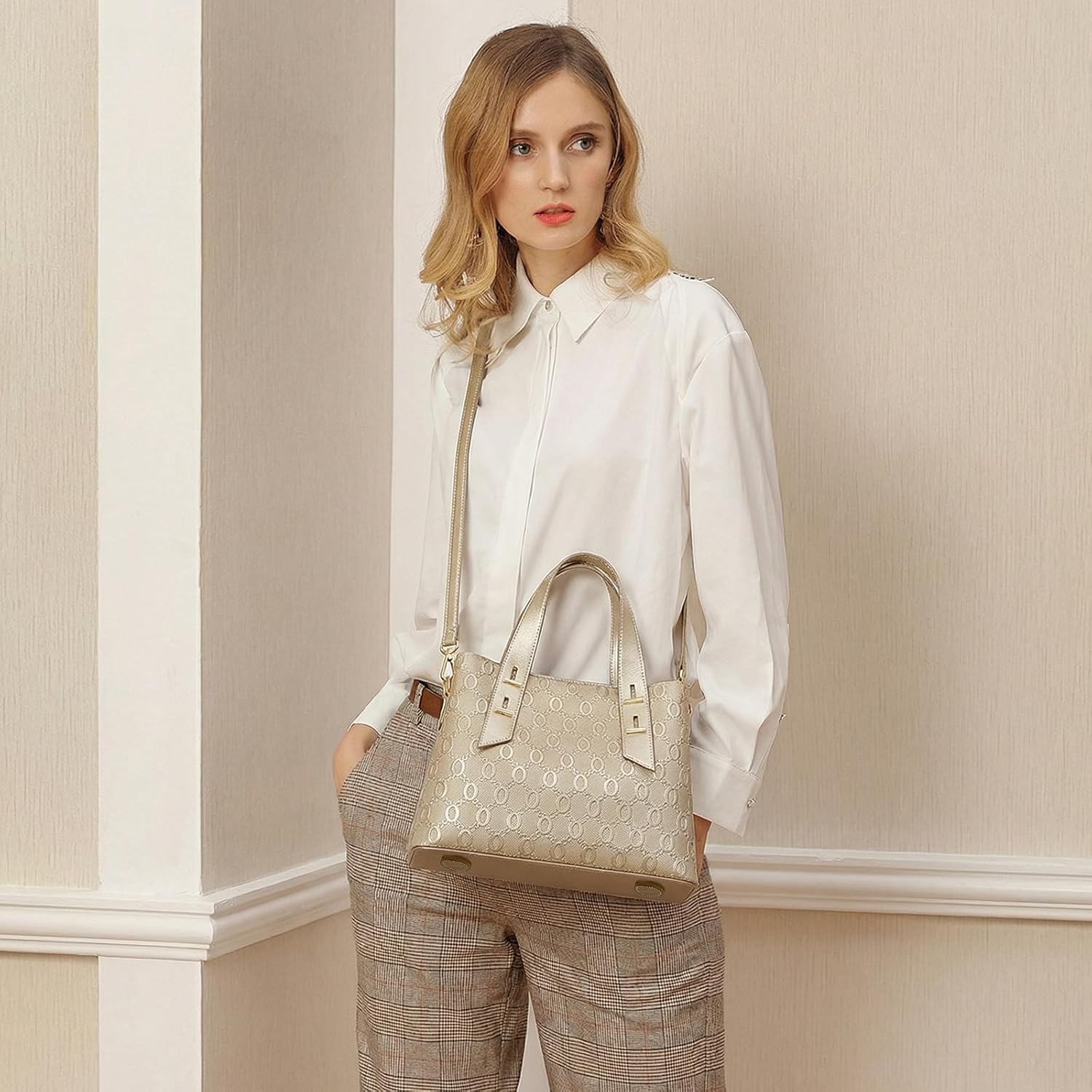 LAORENTOU Women Crossbody Handbags Genuine Leather Satchel Handbags for Women Top-handle Shoulder Tote Purses - Image 2