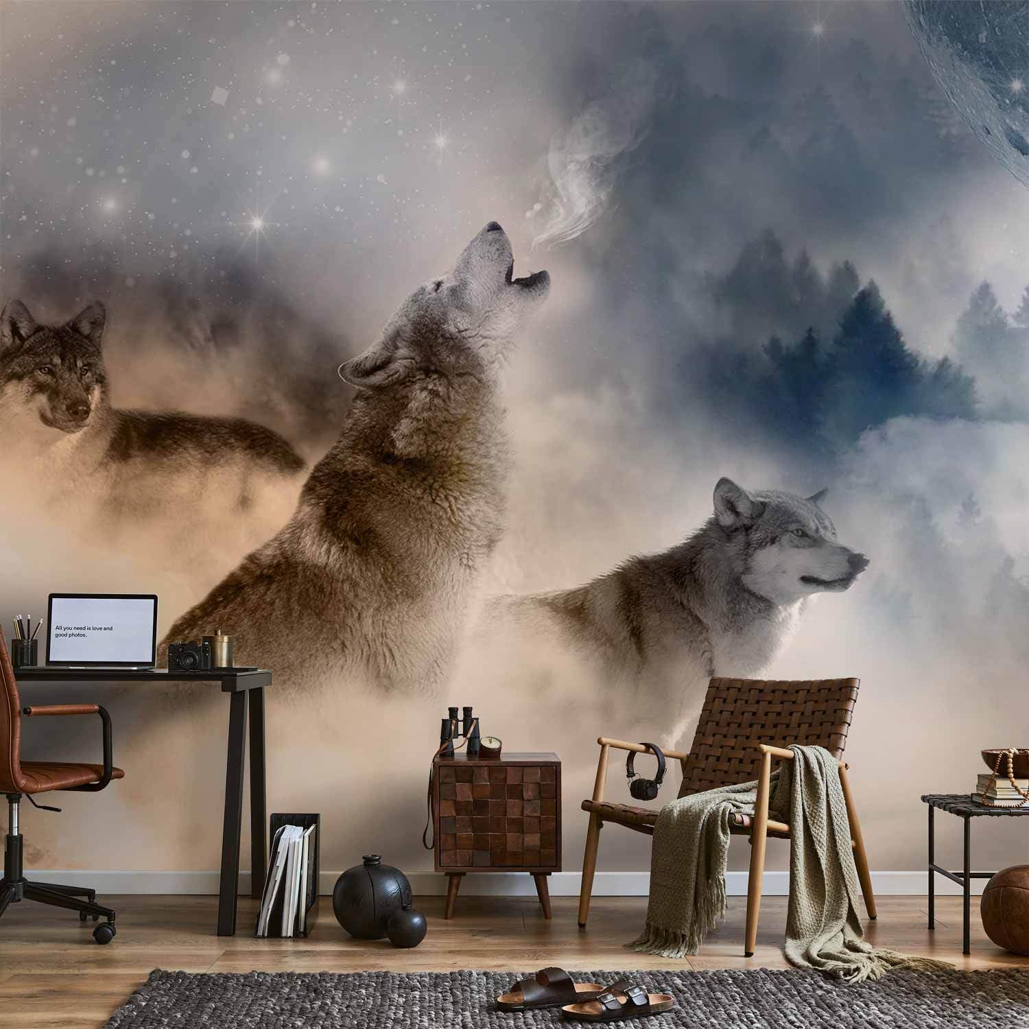 decomonkey Papier Peint Panoramique Animaux Loup 350x256 cm