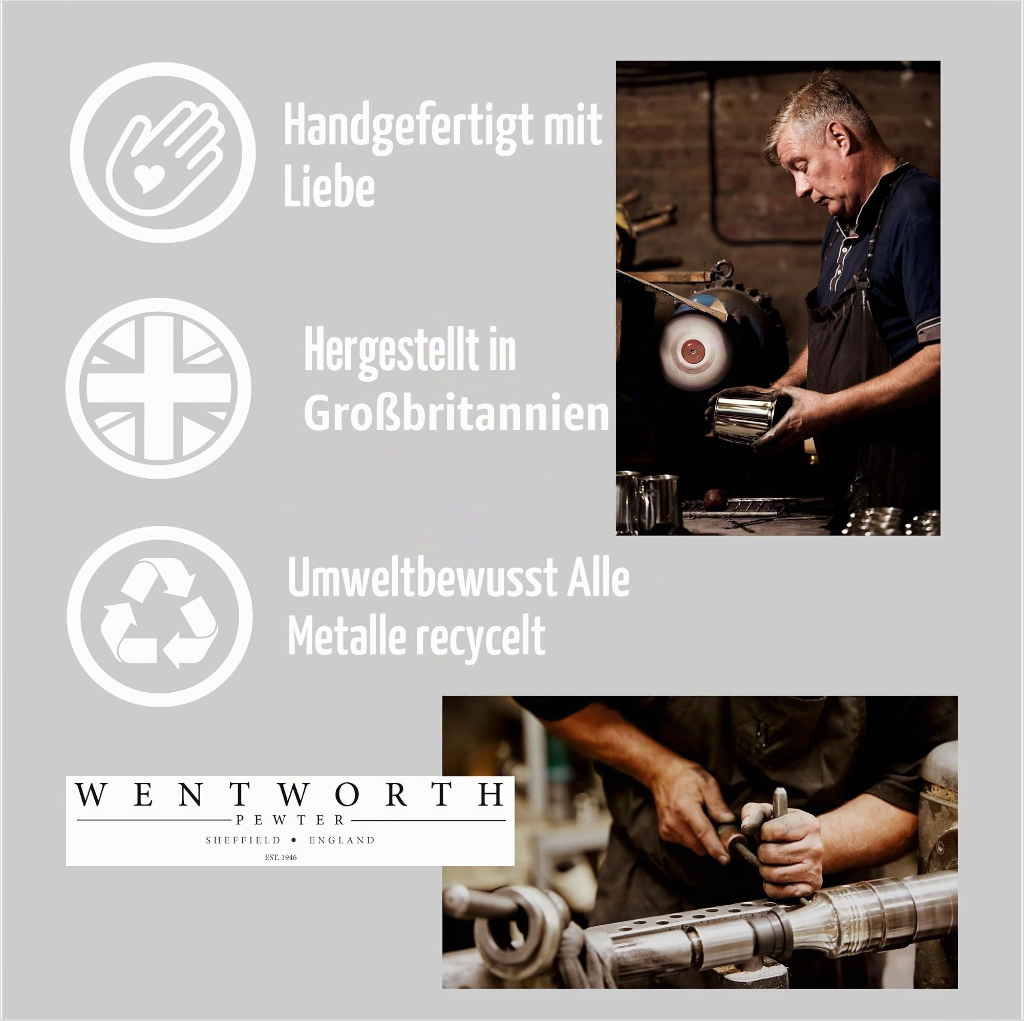 Wentworth Pewter – 1 Pint-Zinnkrug mit antikem Griff