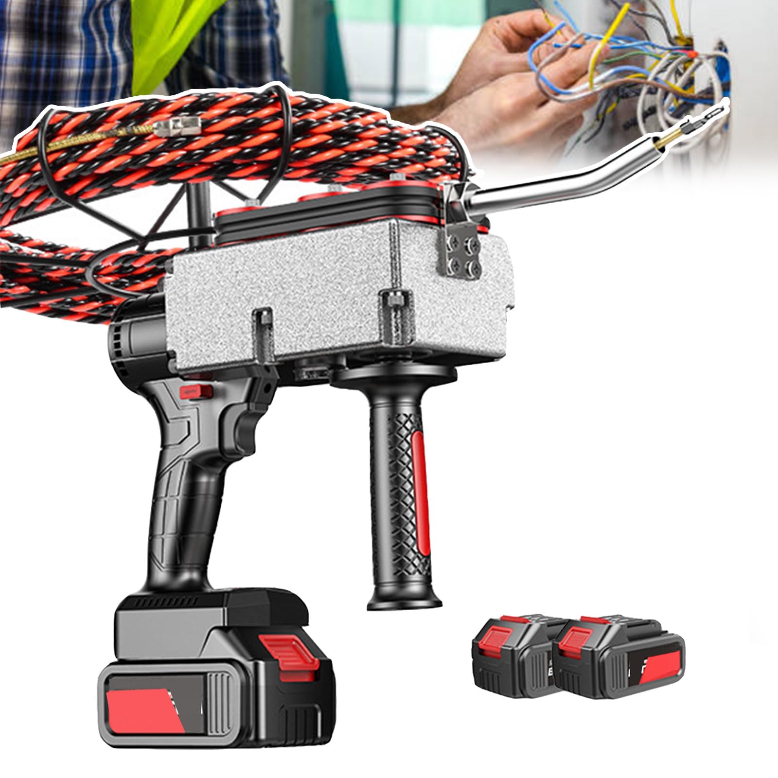 Zykuosus Cordless Threading Machine, 25000mAh Electric Cable Pipe Tool, Fully Automatic Threader for Construction and Hydropower