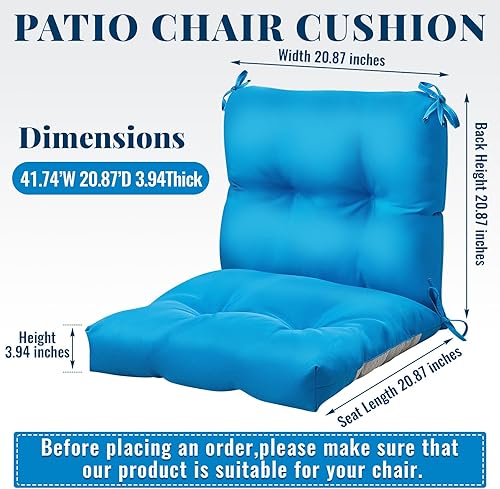 Miniatura 2 de Juego de 4 cojines para sillas de patio para muebles de interior y exterior, almohadillas de respaldo alto, impermeables, cómodos, cojines de