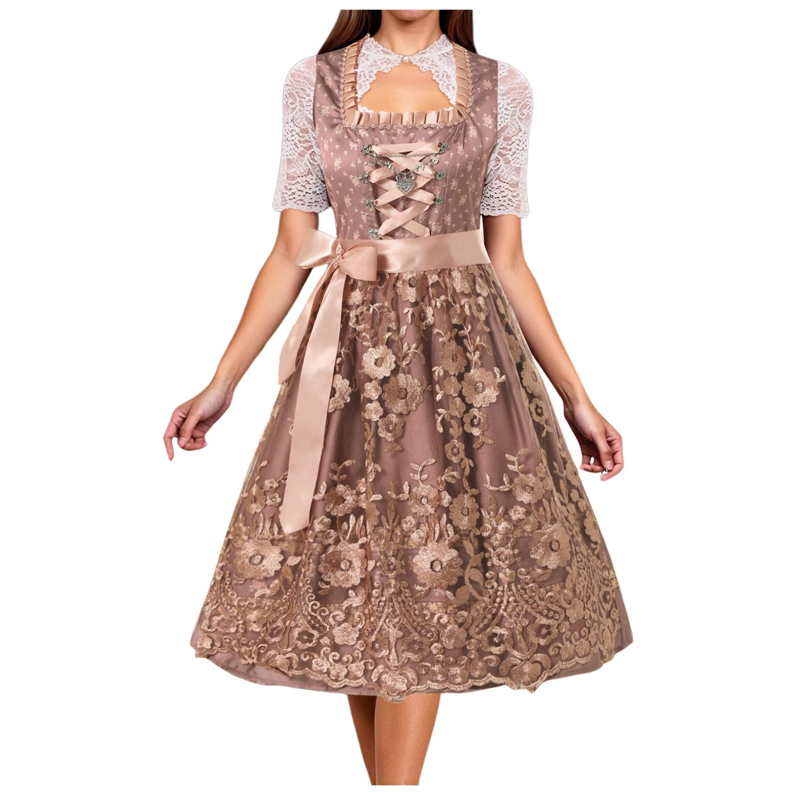 Dirndl Donna Midi Abito Tradizionale Donna Lungo,Vestito Oktoberfest Costume Tradizionale, Costume Da Oktoberfest, Dirndl Con Grembiule, Germandress Gonna Set,Per Carnevale E Festa Della Birra