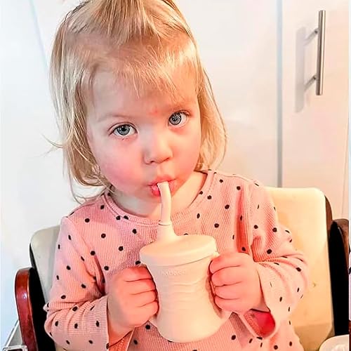 Miniatura 2 de PandaEar Paquete de 2 vasos de entrenamiento de silicona para bebés, vasos inastillables con pajita para bebés y niños pequeños de 6 meses + 5 onzas