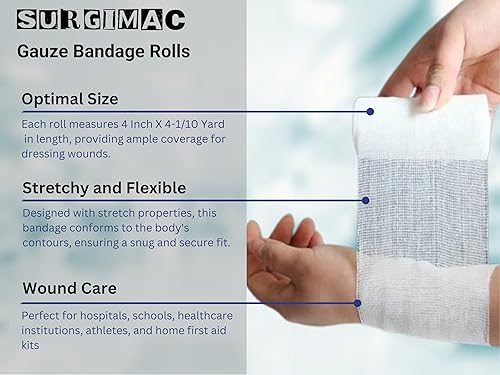 Miniatura 3 de SurgiMac Soft Woven Gauze Rolls, 1-Ply, 4 Inch x 4.1 Yard, Sterile, Case of 96, for Primary Wound Dressing & Support