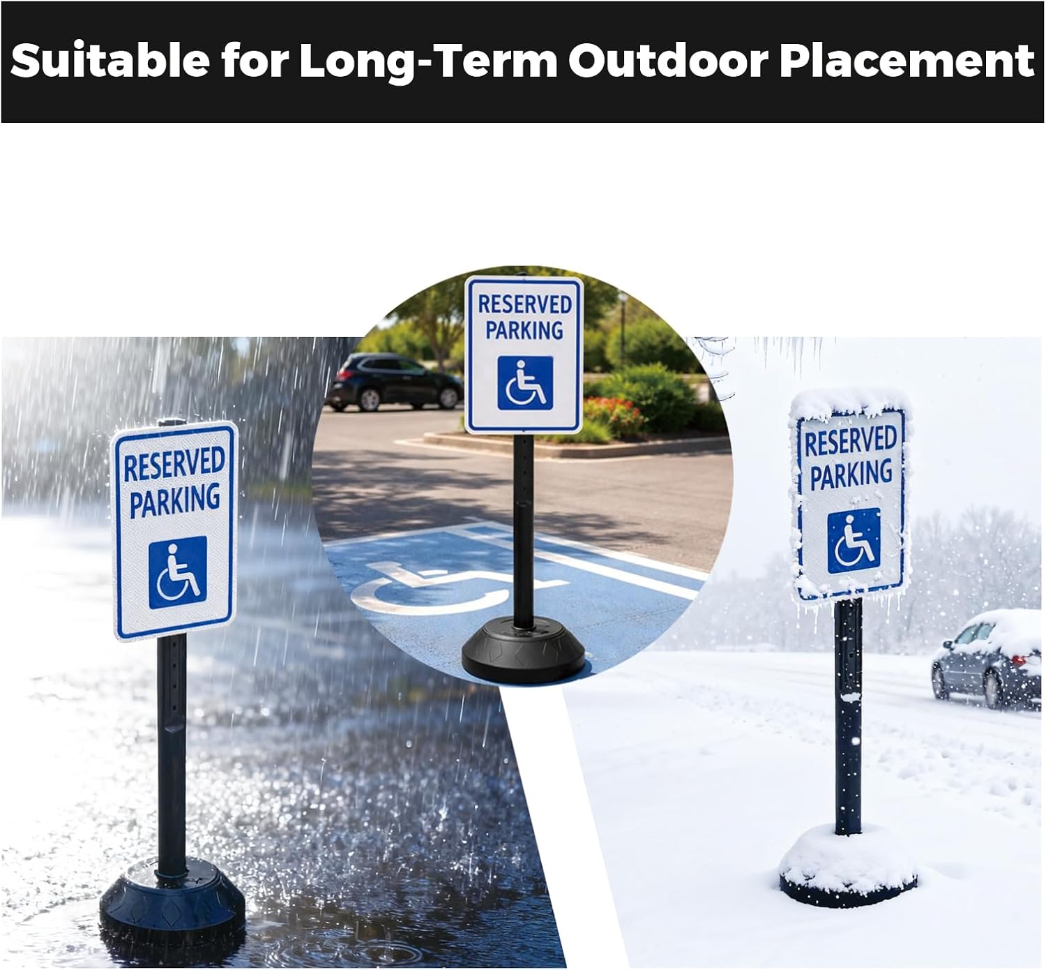 BESEA Portable Sign Holder Stand 6 Pack, Heavy-Duty Fillable Weighted Base Sign Holders, 41 inch Height Standing Sign Holder for Safety Signs, Reserved Parking Sign with Stand – Indoor & Outdoor Use - Image 7