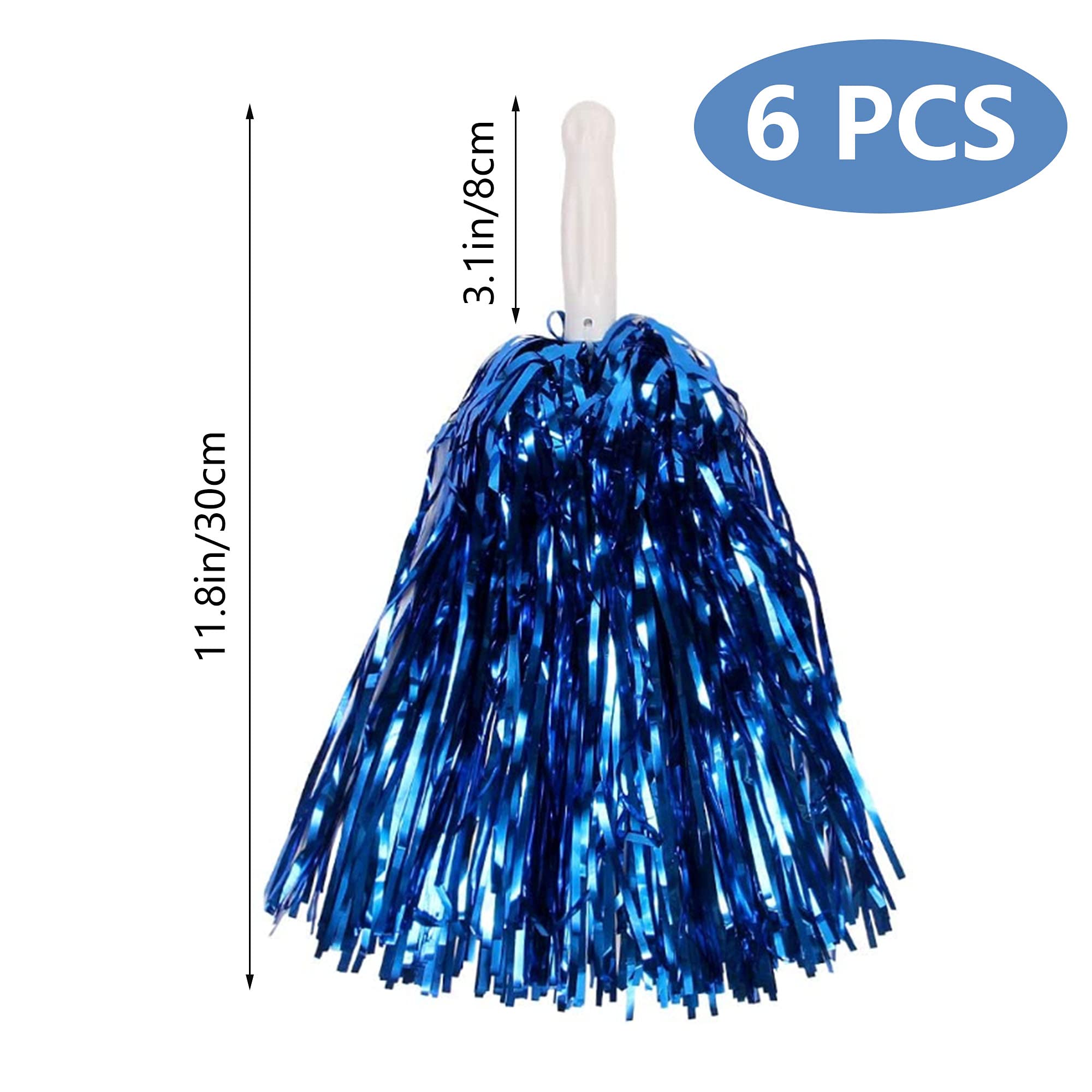 Cheer Leader Poms Bright Metallic Cheers Ball Squad Pompons Hand Flower Spirit Cheering Pom Sports Games Team 6 PCS