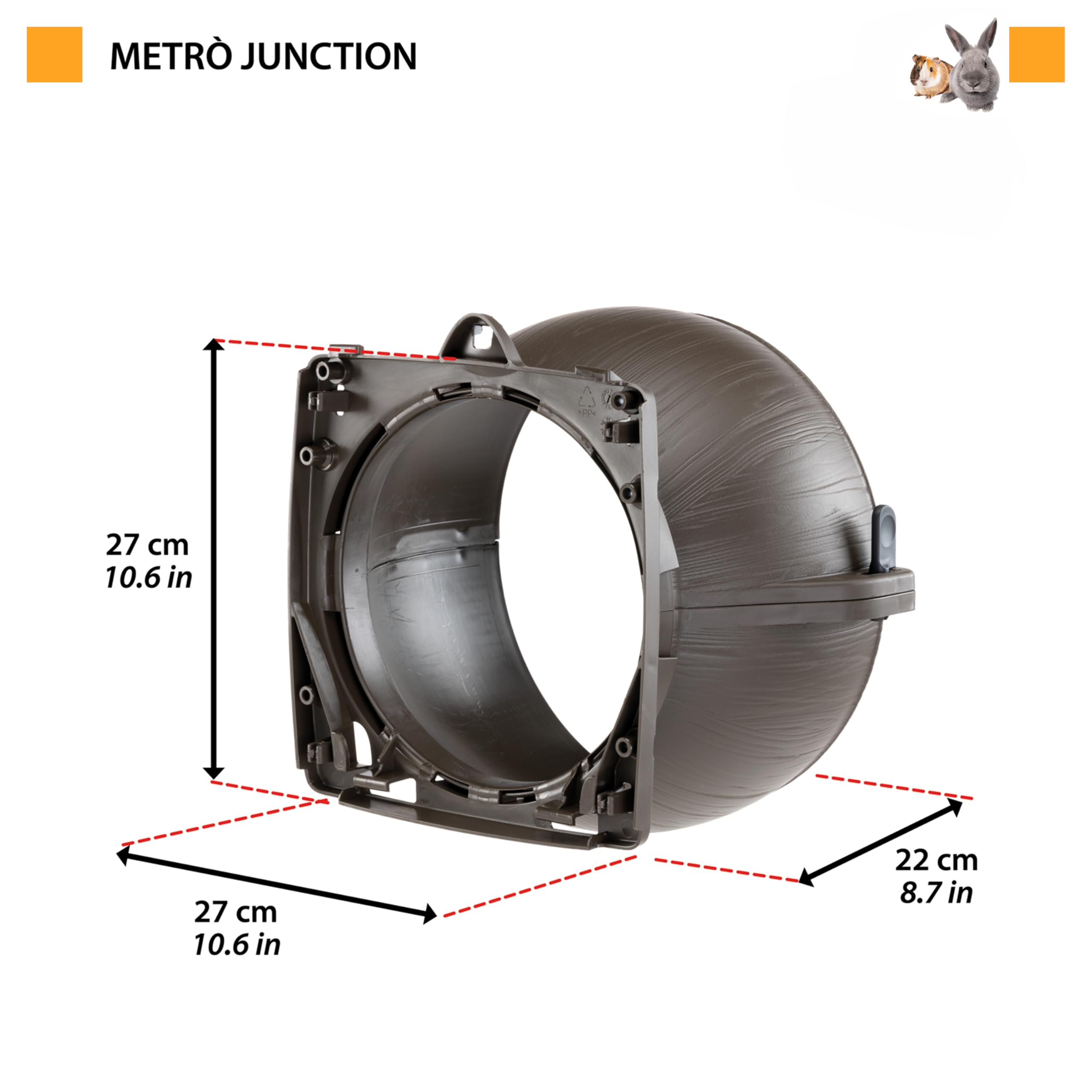 Ferplast Kit de 2 raccords universels Metro' Junction pour Tunnels et habitats pour Lapins Metro' – Adaptable aux Cages et Maisons Metrò Ø27×22 cm