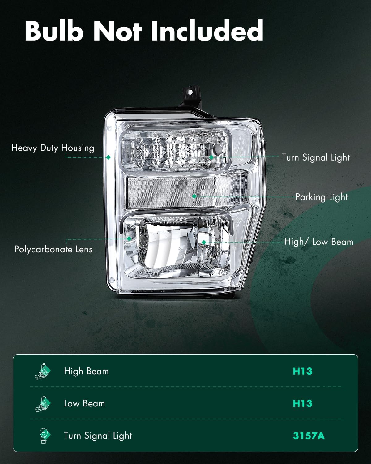 SCITOO Headlight Assembly Fits For 2008-2010 for Ford For F-250 F-350 F-450 Super Duty Driver and Passenger Side