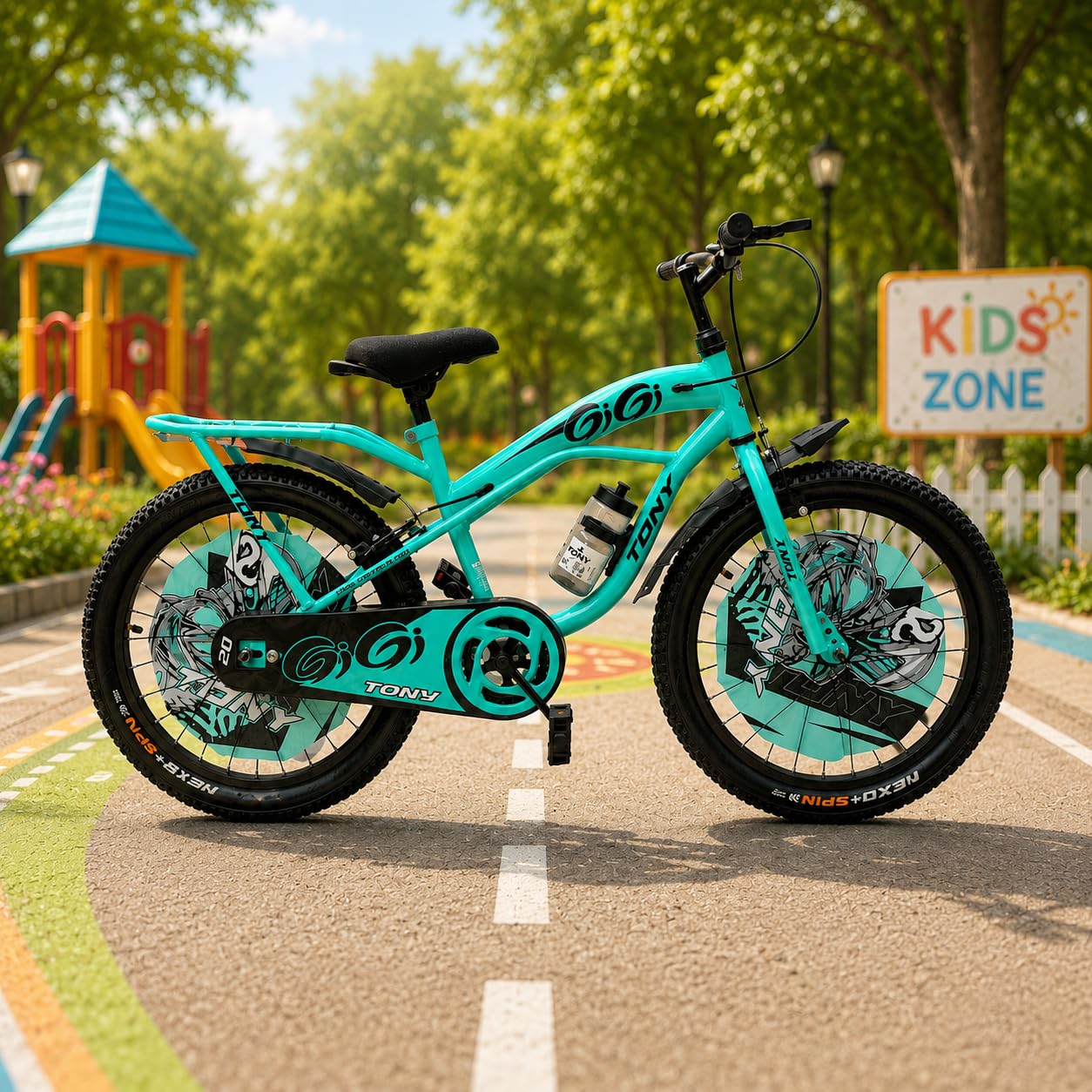 tony RAW Bicycles Sports BMX Single Speed 20T Cycle for Kids 7 to 10 Years Boys & Girls with Side Stand Sea Green-picture-18