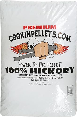 CookinPellets Gránulos Premium de Madera Dura para Ahumador - Bolsa de 40 Libras, Sabor Hickory