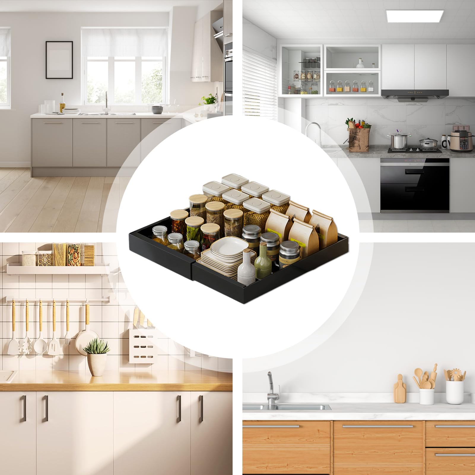 Organizer Sottolavello Robusto Cestello Estraibile Senza Foratura | Ripiano Estraibile per Armadietto Sottolavello per Cucina Bagno Dispensa Armadi Mobili Ripiani Portaoggetti
