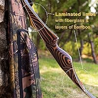 Vista 4 de Deerseeker Outdoor Archery 54" Traditional Bow Hunting Longbow with Bamboo Core Limbs Handmade Recurve Bow RH/LH for Targeting Practice Shooting