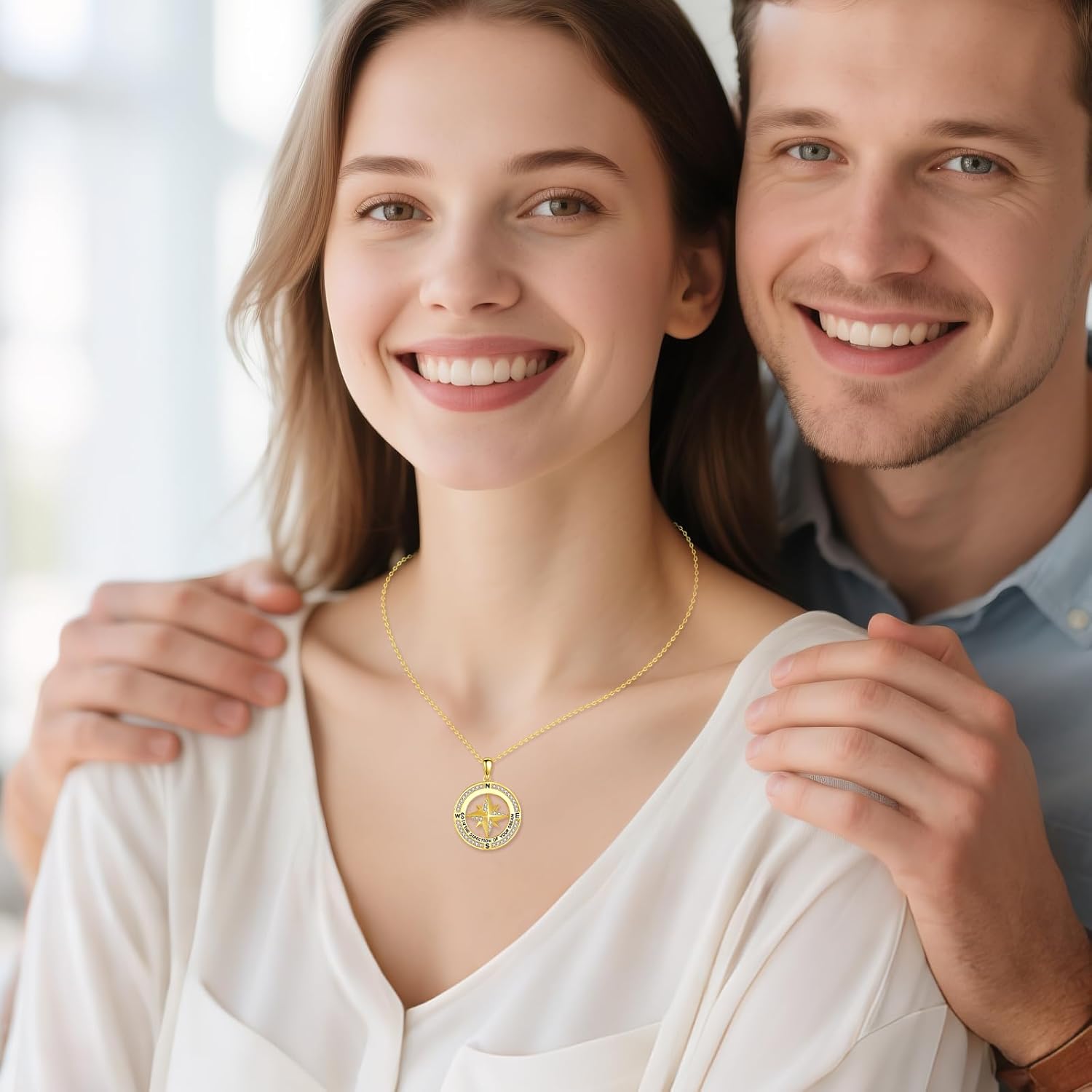 KZX North Star Pendant Necklace for Women Sterling Silver North Star Pendant Necklace Starburst Celestial Jewelry Gifts for Mother Wife Christmas Birthday - Image 3