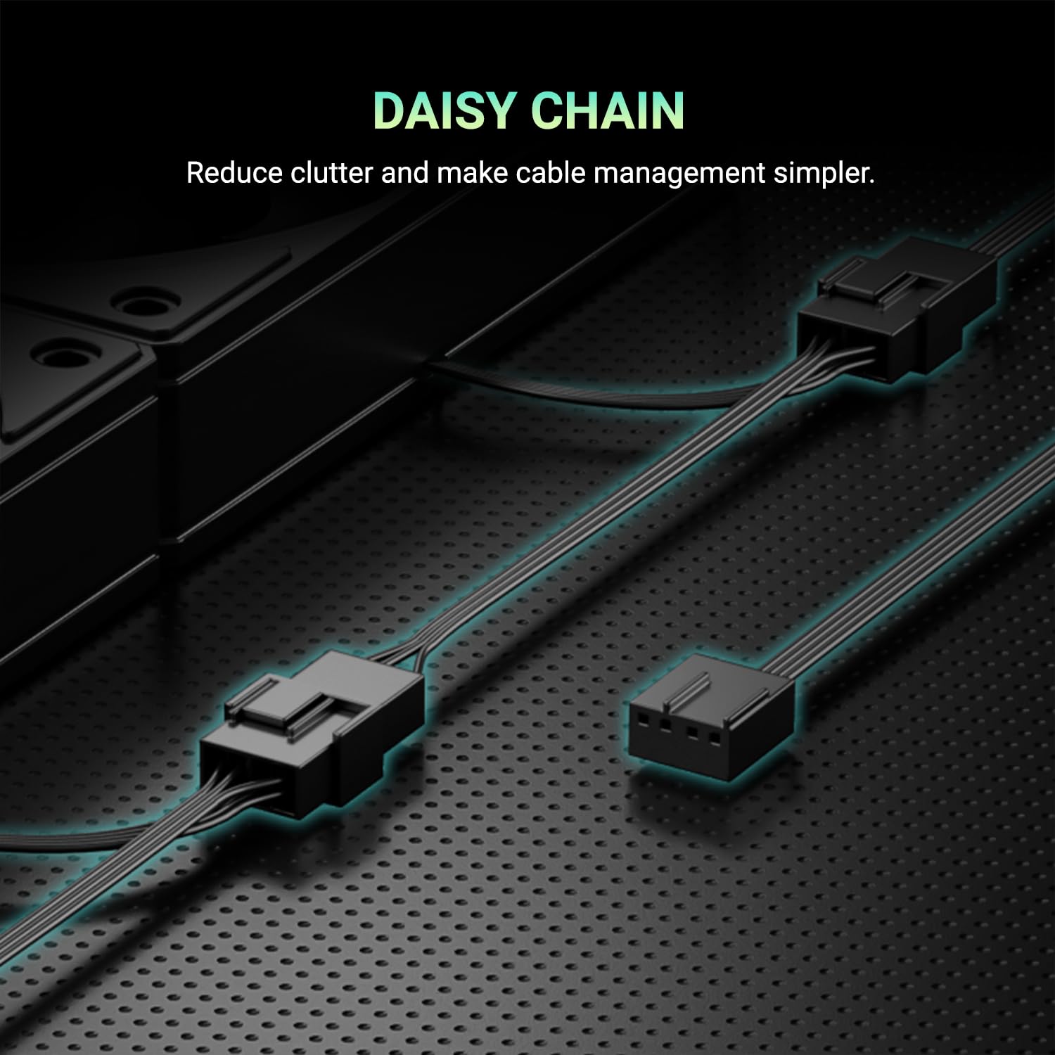 Illustration of daisy-chain fan connectors for simplified cable management