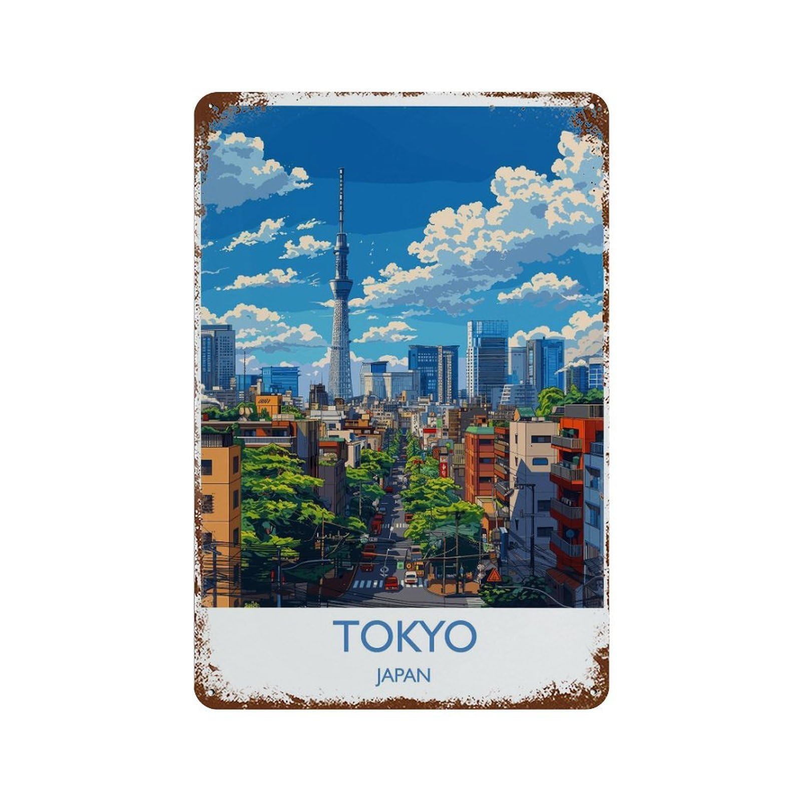 xiaoxiaoshen Tokyo Travel of Japan Asia Lovers Gift (4) Wall Decor Art Metal Tin Poster Modern Home Decor Art Home Bar Shop Decorations Vintage Sign 30x20cm