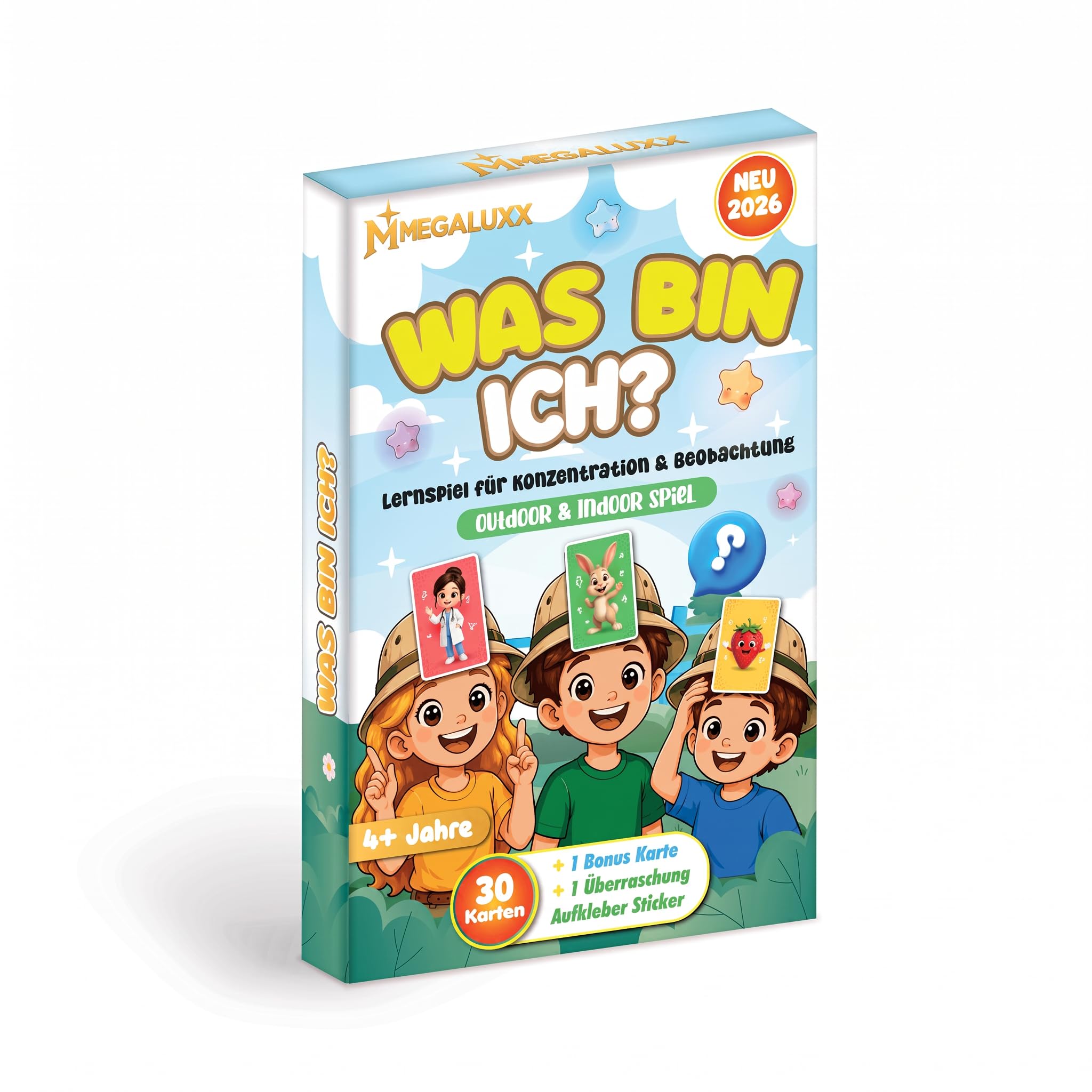 ¿Qué soy yo? el divertido juego de cartas para niños a partir de 4 años - 31 cartas (30 + 1 tarjeta de bonificación) - Juego educativo para concentración & Beoabchtung - Juego de Quadoor
