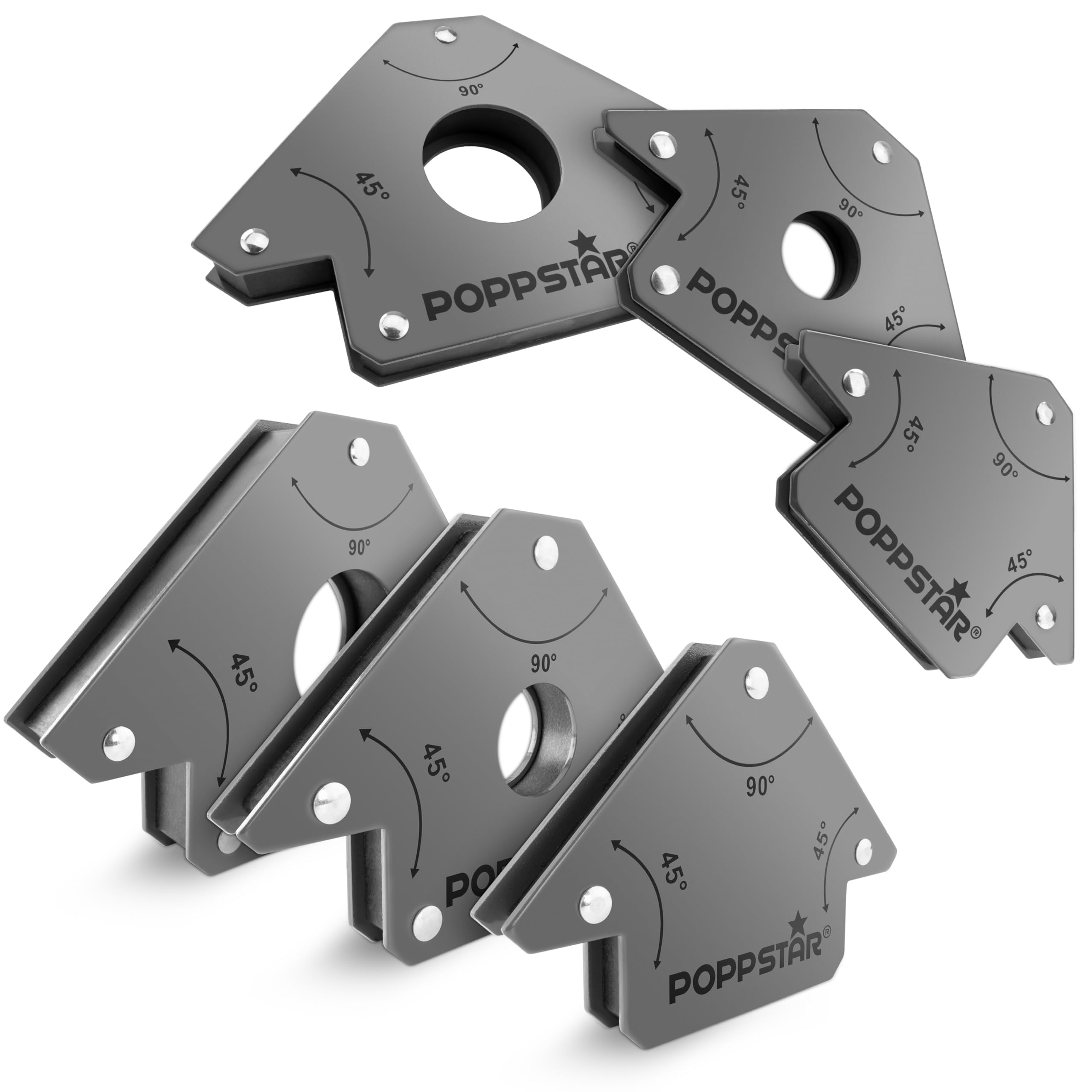 Poppstar Welding magnet (welding angle holding force 2x 11.3 kg, 45/90/135°, 2x 22.6 kg, 45/90/135°, 2x 34 kg, 45/90/135°)