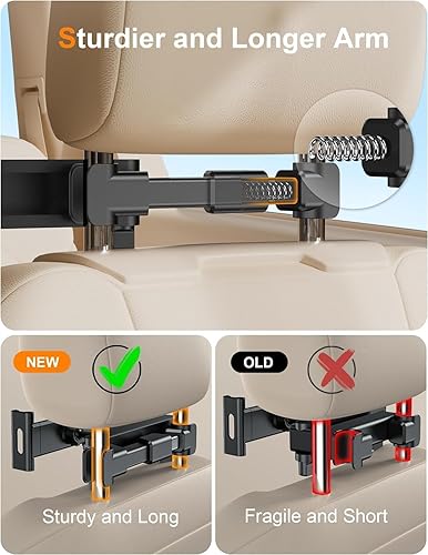 Miniatura 3 de Soporte giratorio para reposacabezas de automóvil de 360, soporte para iPad para automóvil, compatible con tabletas iPadiPhoneSamsung de 5.5 a 18.4