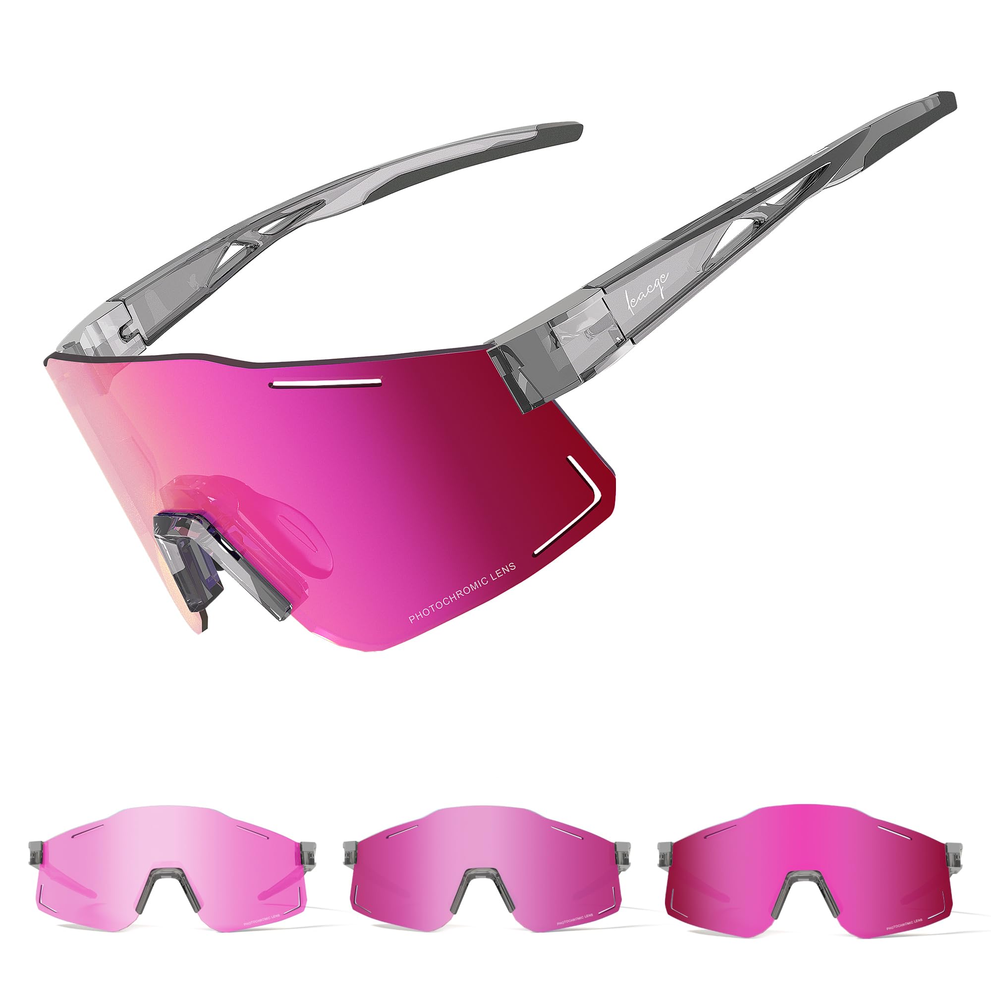 LECAGE Photochromic Cycling Glasses for Men Women UV400 Sports Sunglasses â image 1