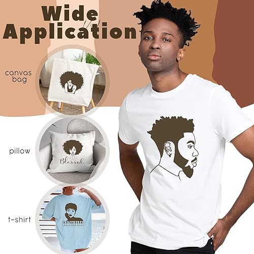 Miniatura 5 de Tintnut Vinilo de transferencia térmica marrón claro de 10 pulgadas x 6 pies, paquete de vinilo marrón HTV para planchar en camisetas, compatible