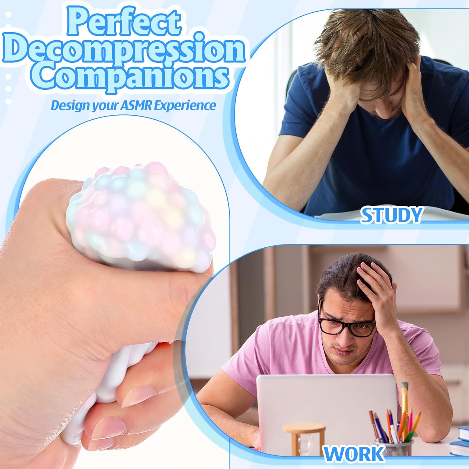 12 Pcs DIY Stress Ball Making Kit, Blank Stress Pressure Ball Skin Kit with Vacuum Evacuating Device & Expander Tool Make Your Own Fidget Pressure Balls for Adults(Milky and Clear)