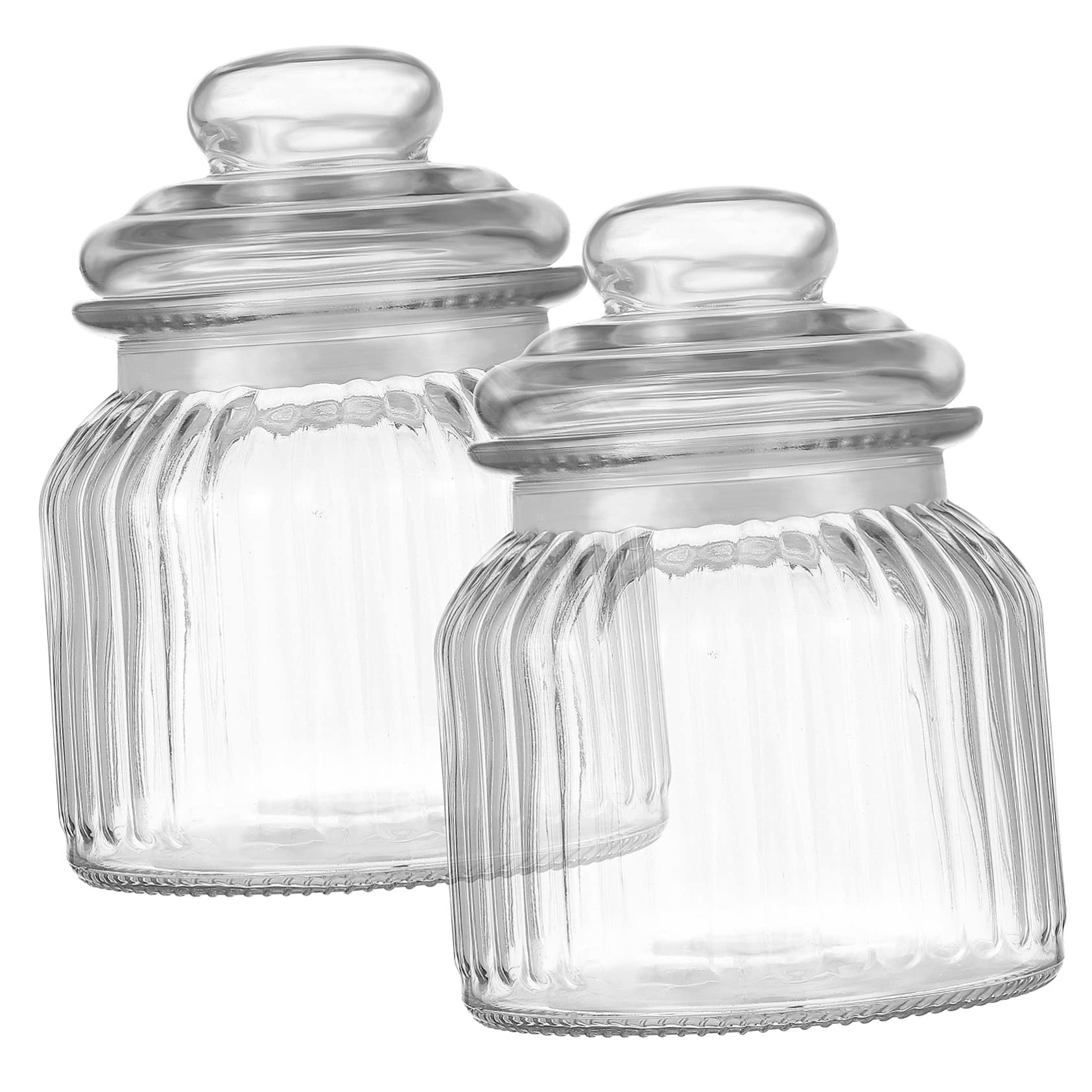 COLLBATH Set 2 Barattoli e Lavabile in Lavastoviglie in Vetro Trasparente 650ml Bocca Larga Coperchio Ermetico per Conservare Dolci e Snacks a Feste e Capodanno