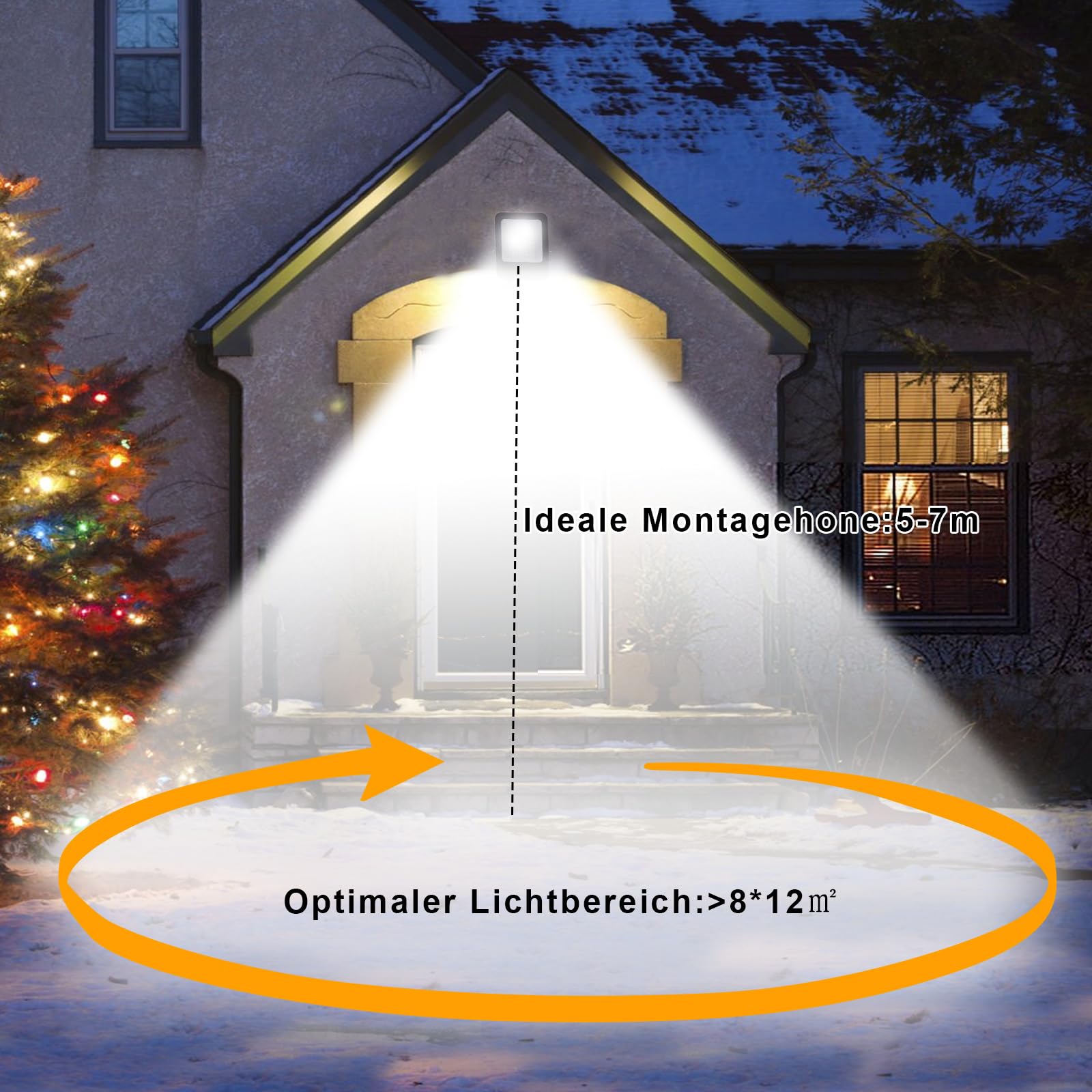 100W LED Strahler mit Bewegungsmelder Außen, 5 Stücke Außenlampe 6500K Kaltweiß Superhell Fluter Scheinwerfer Licht, IP65 Wasserdicht Außenstrahler Flutlicht für Garten, Innenhöfe, Garage