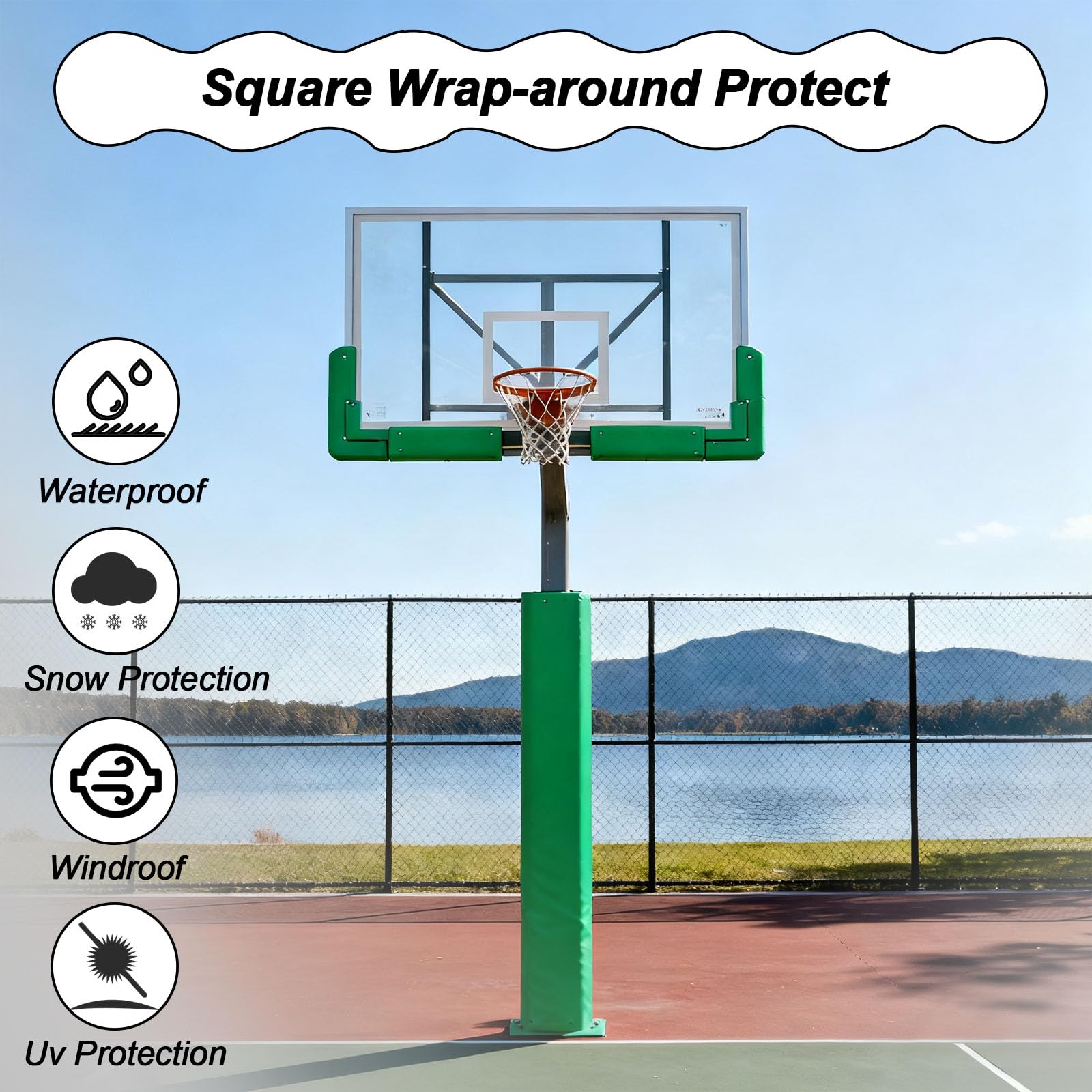 Outdoor-Basketballstangenpolsterung, Sicherheit und Stabilität für Garagen- und Kellerpfosten, Aufprallschutz für verbesserte Leistung und Spiel