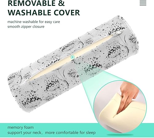 Miniatura 4 de Ink Flowers Almohada de almohada para lectura Terapédico Cuello Roll Almohada Pequeña Almohada Redonda Inserto de Espuma Cilindro Almohada Cuello