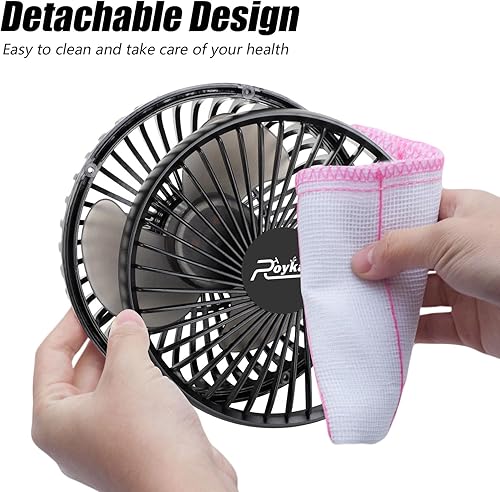 Miniatura 8 de Roykaw Ventilador portátil de carrito de golf alimentado por USB compatible con los modelos EZGO Club Car Yamaha con tubo cuadrado, 3 ajustes de