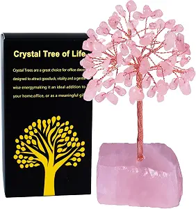 Rose Quartz Crystal Tree of Life Healing Stones Home Decor Gift