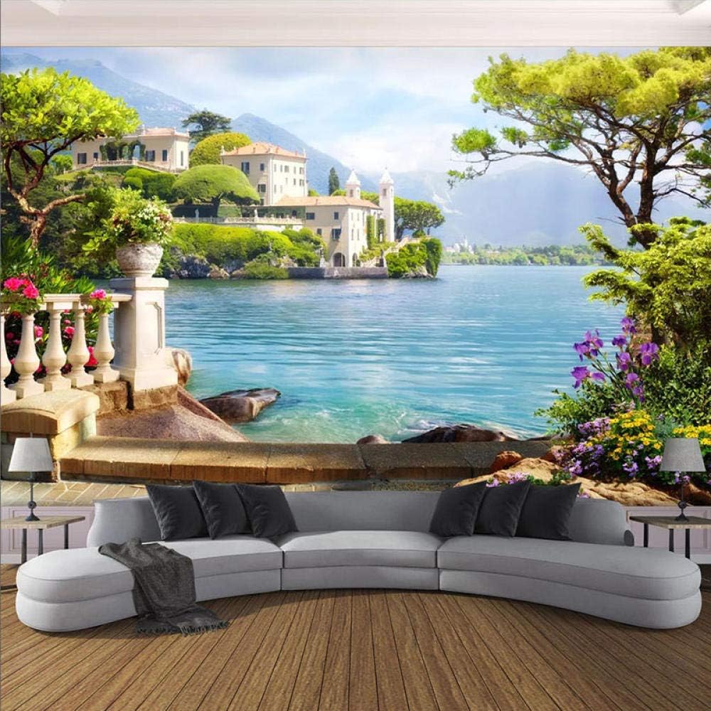 TIANZXSWallpaper 3D Garden Lake Scenery Murals Living Room TV Sofa Background Wall Painting Home Decor Wall Paper For Wall -200X140cm