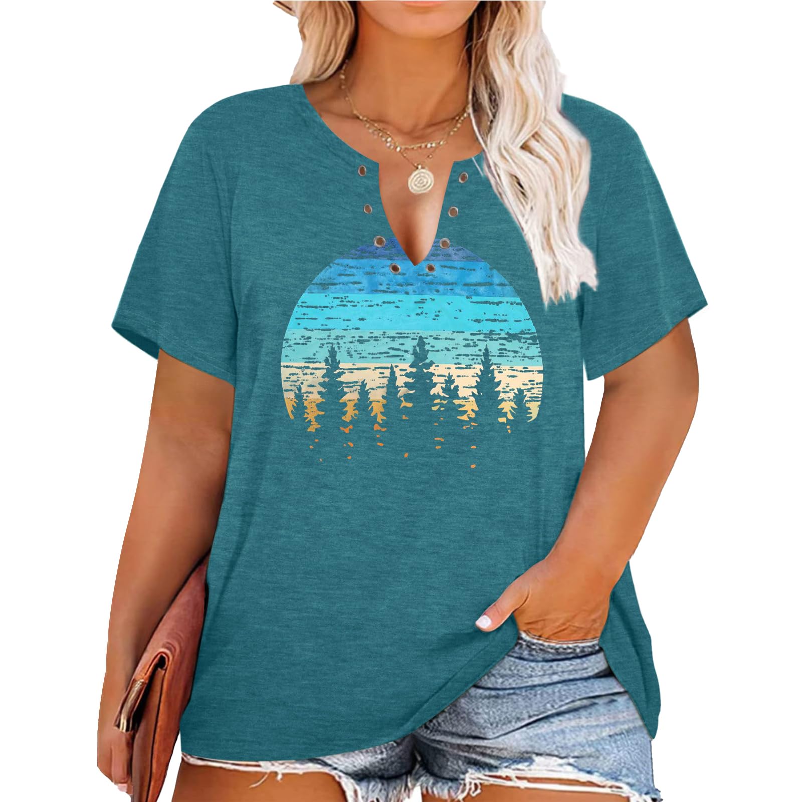 GEMLONWomen Plus Size Top Cute Funny Inspirational Kind Graphic Tees Tops