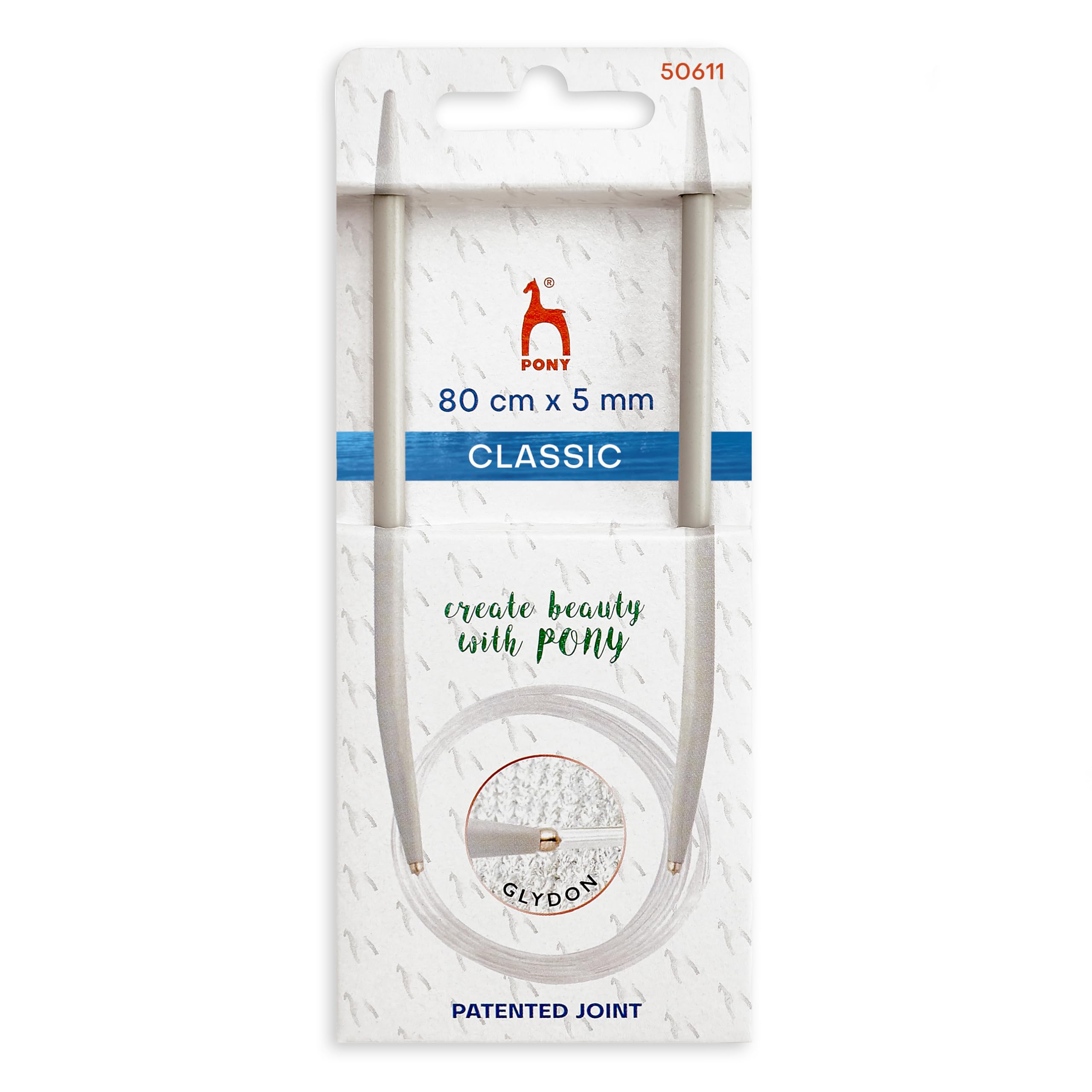 5mm Circular Knitting Needles Pony Classic Fixed Cables- 40cm, 60cm, 80cm, 100cm (80cm Cable)