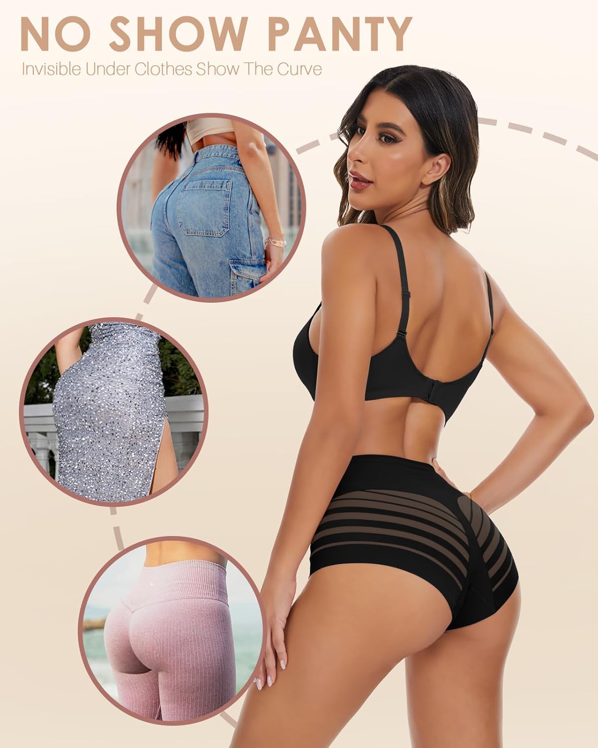 Sexy Mesh Tummy Control Panties For Women Stripe Lace Seamless Tummy Control Underwear No Show Lower Belly Shapewear - Image 6