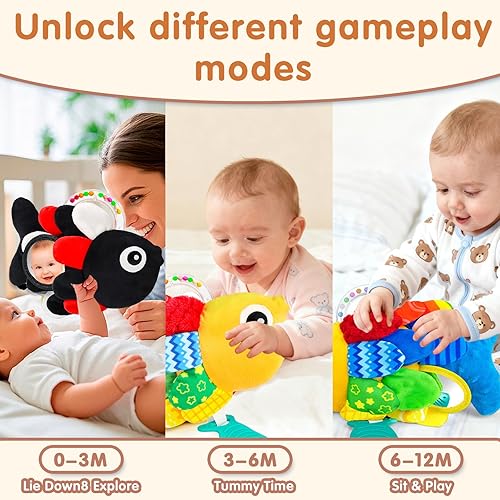 Miniatura 4 de weirtoya Sonajeros para bebés de 3 a 6 meses, juguetes para bebés de 0 a 6 meses, juguete sensorial con agitador de cuentas, juguetes para el tiempo