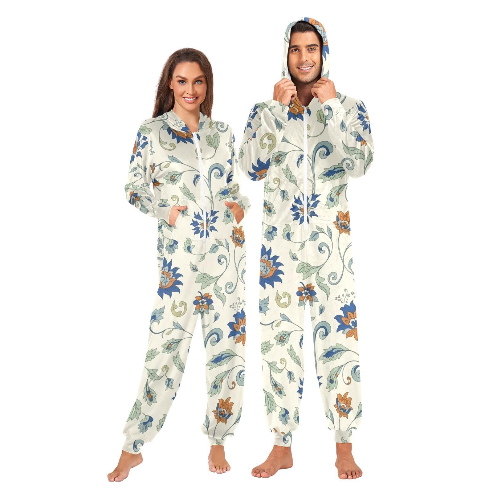 Elegante tutina natalizia con motivo floreale color crema, per adulti e donne