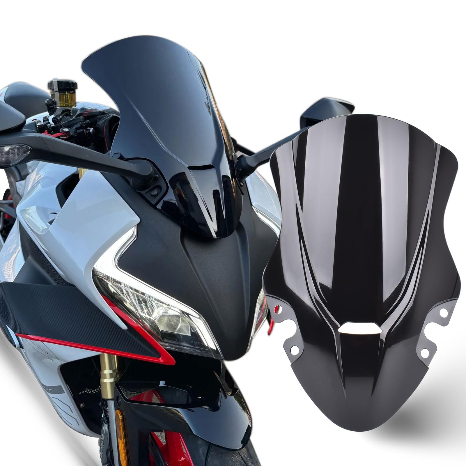 Déflecteur de Pare-Brise Avant Plus Haut pour Moto, Double Bulle, Protection d'écran Sport, Remplacement pour CFMOTO 450SR/SRS/SS 2022-2025, pièces de Rechange modifiées (Noir)