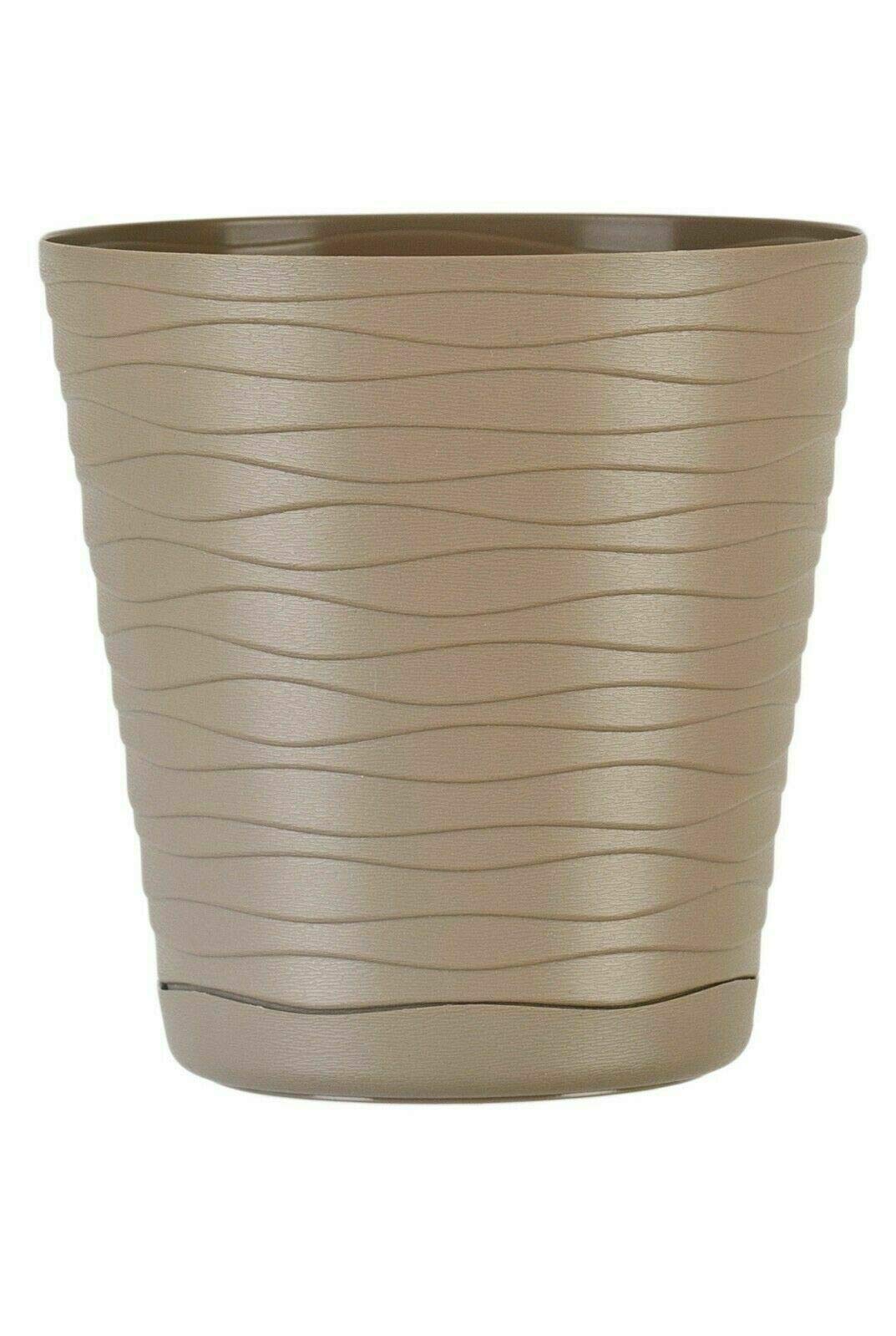 KORAD TEDI Indoor Flower Plant Pot with Saucer|Decorative Modern Plastic Planter with Drainage Holes|Lightweight & Durable for Houseplants|Multiple Sizes & Colours(Beige, Ø 15 cm (5.90 inch))