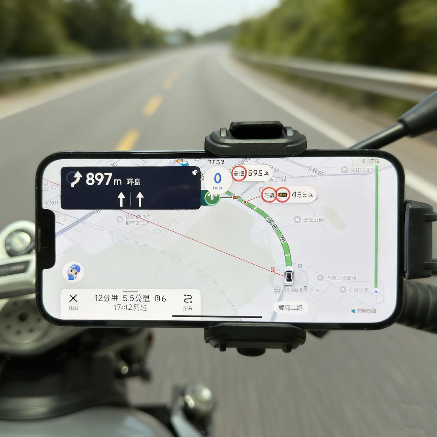 Anti-Vibration Motorcycle Phone Mount with Anti-Theft Lock, Bike Phone Holder Fits 4.7-7.2" Phones for Motorcycle, Bicycle, Scooter, ATV