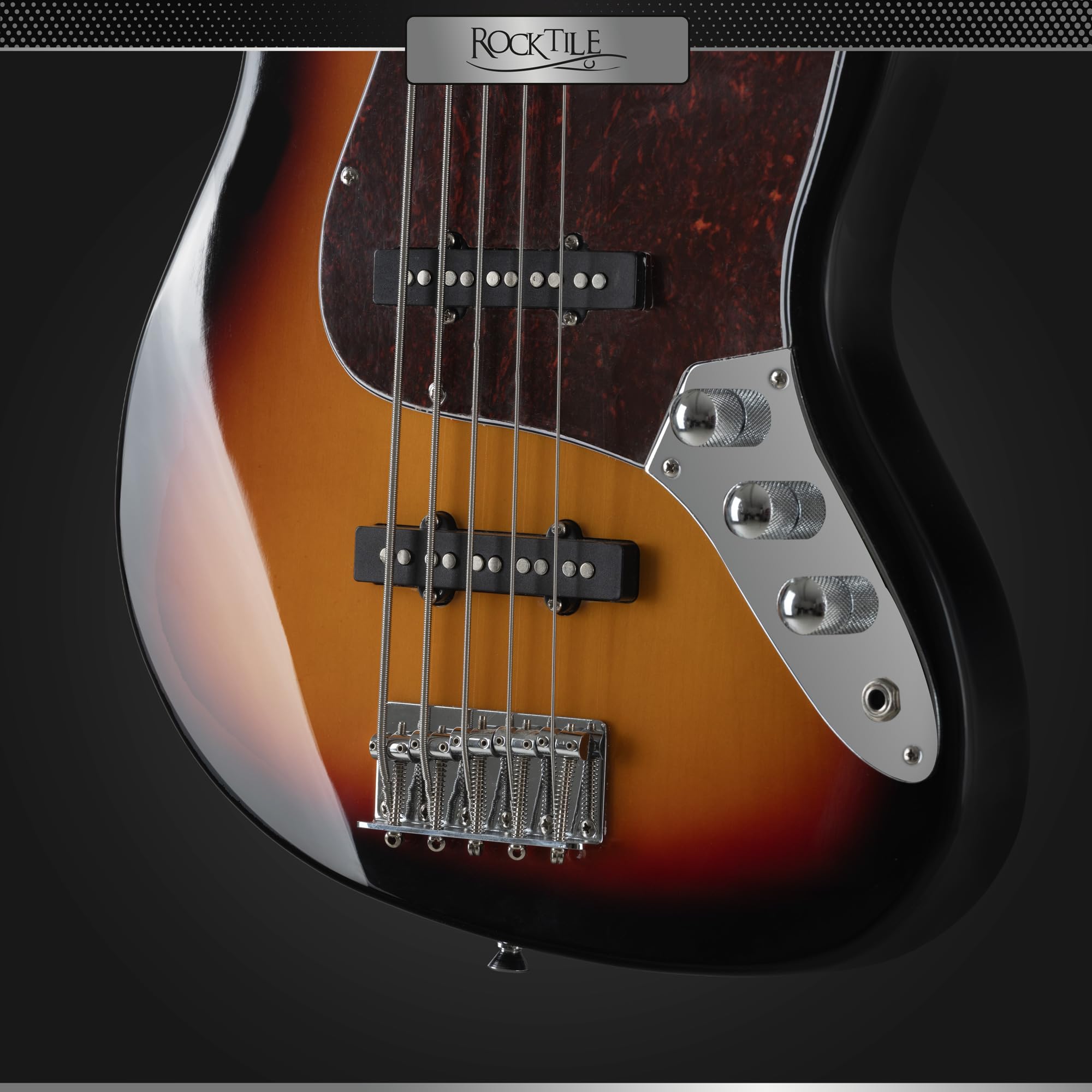 Rocktile Pro JBS50-SB Basso Elettrico - Basso 5 corde stile JB con corpo in tiglio - manico in acero e tastiera in acero - 2x Single Coil pickup - 2x Volume, 1x Tone - Mensura 34" - Sunburst