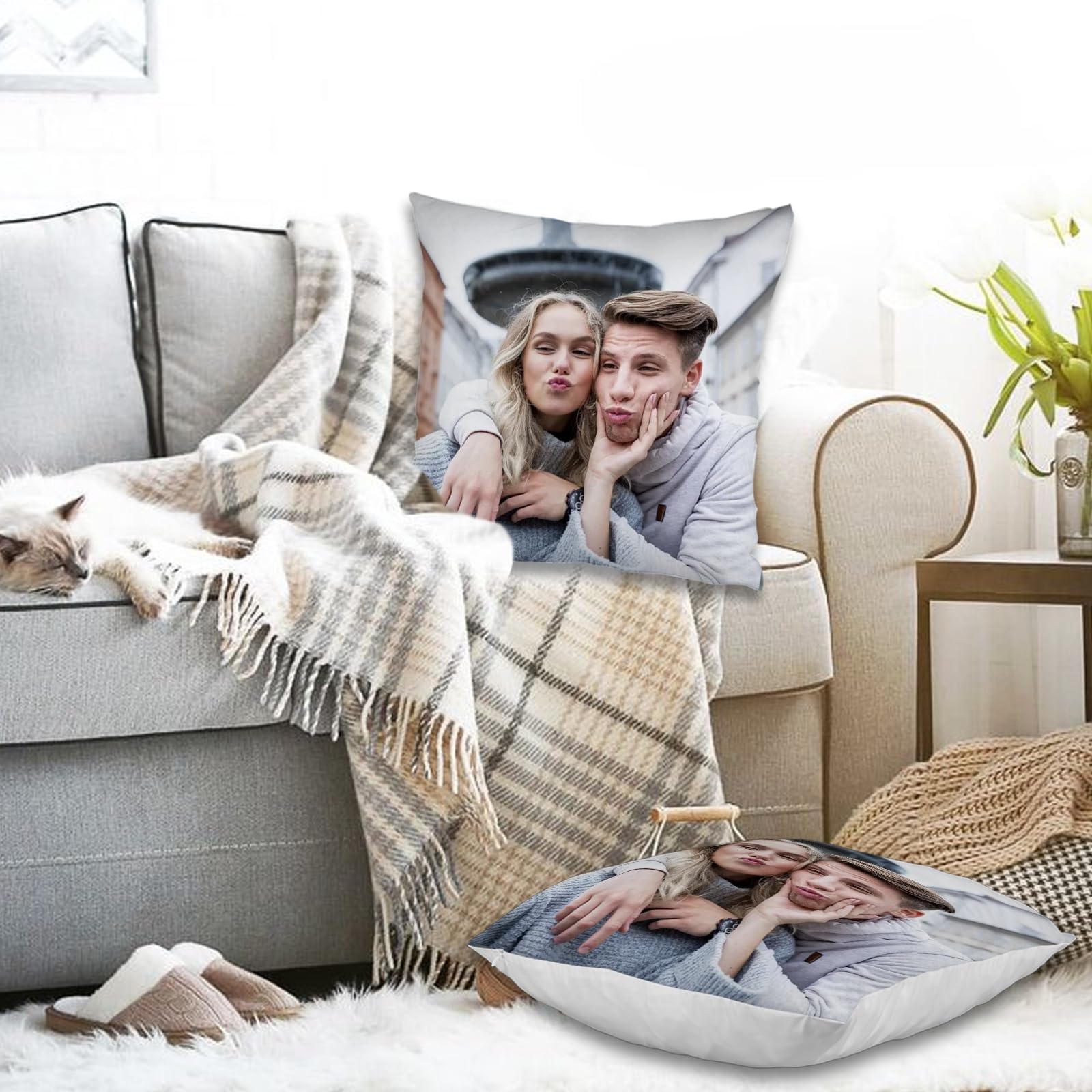 Federa Decorativa In Lino Per Cuscino 45x45 Cm - Idea Regalo San Valentino Con Frase D'amore Per Lei